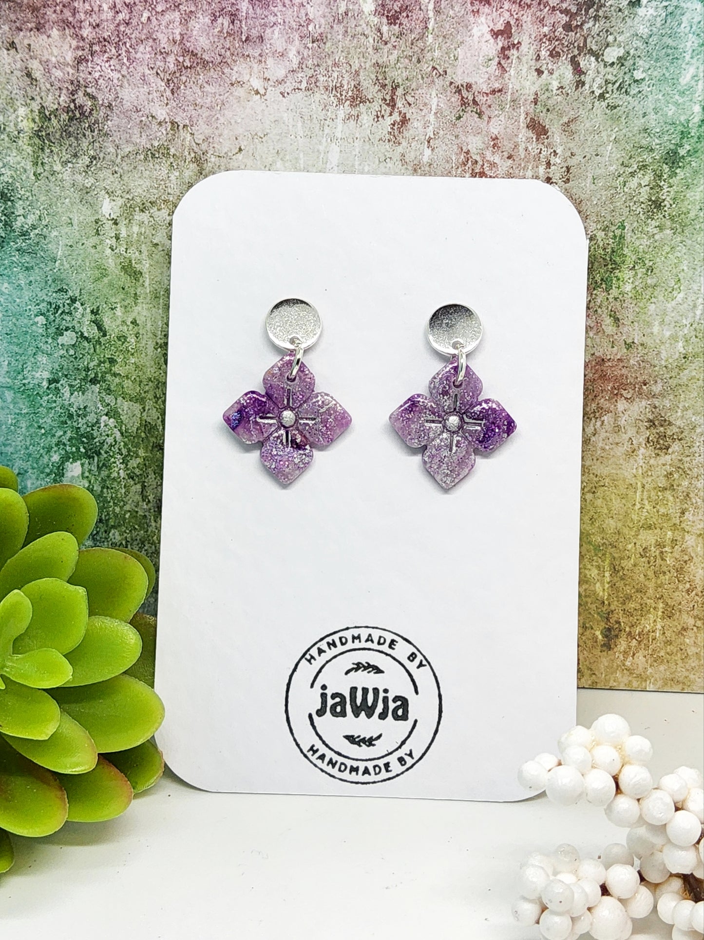 LILAC WITH A HINT OF SPARKLE POLYMER CLAY EARRINGS