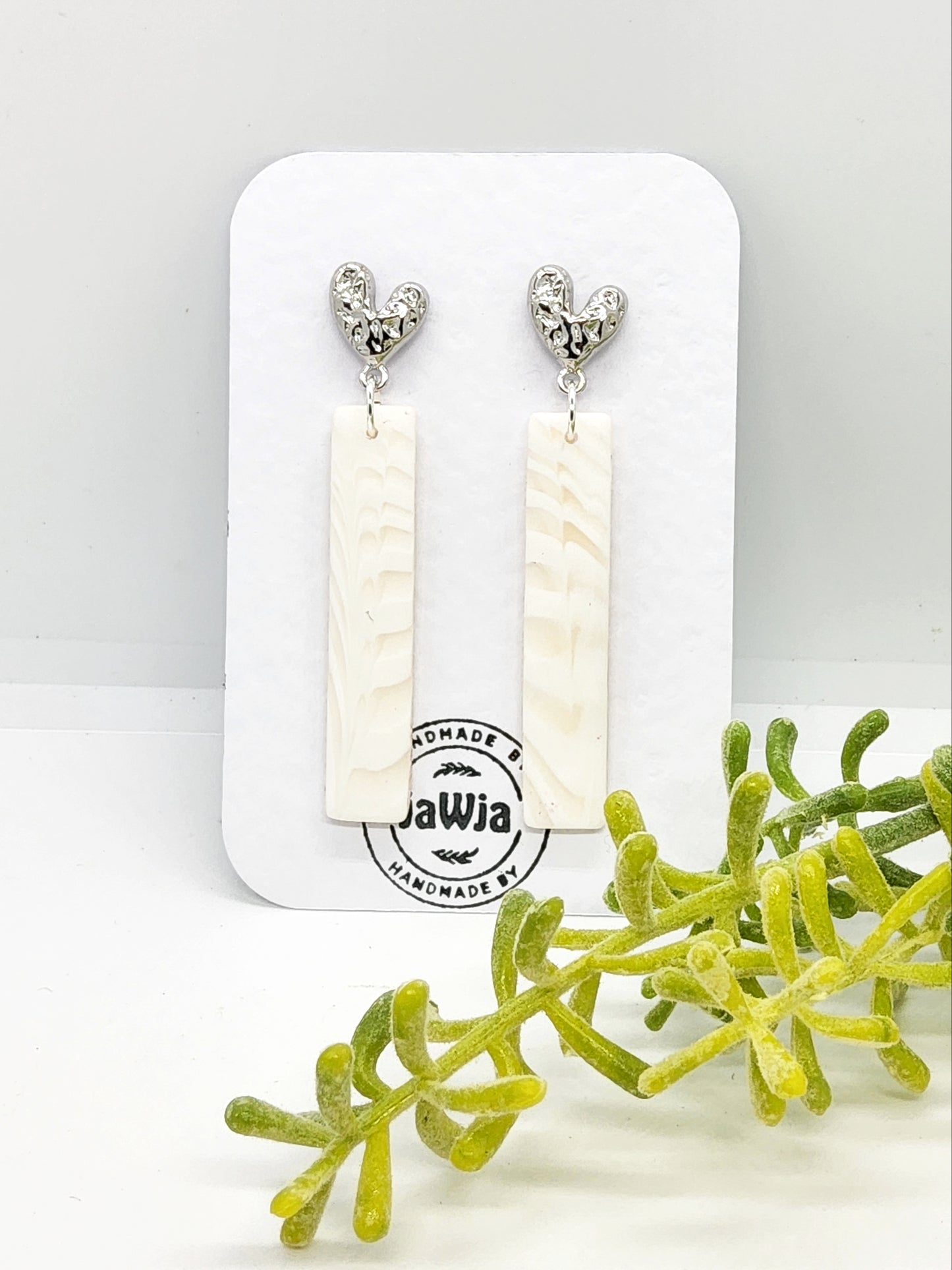 WHITE MARBLED POLYMER CLAY EARRINGS