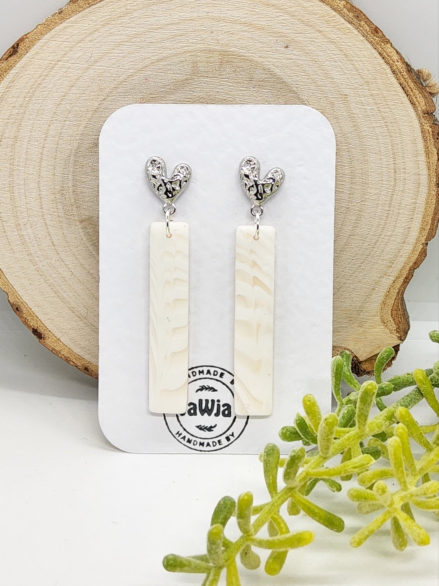 WHITE MARBLED POLYMER CLAY EARRINGS