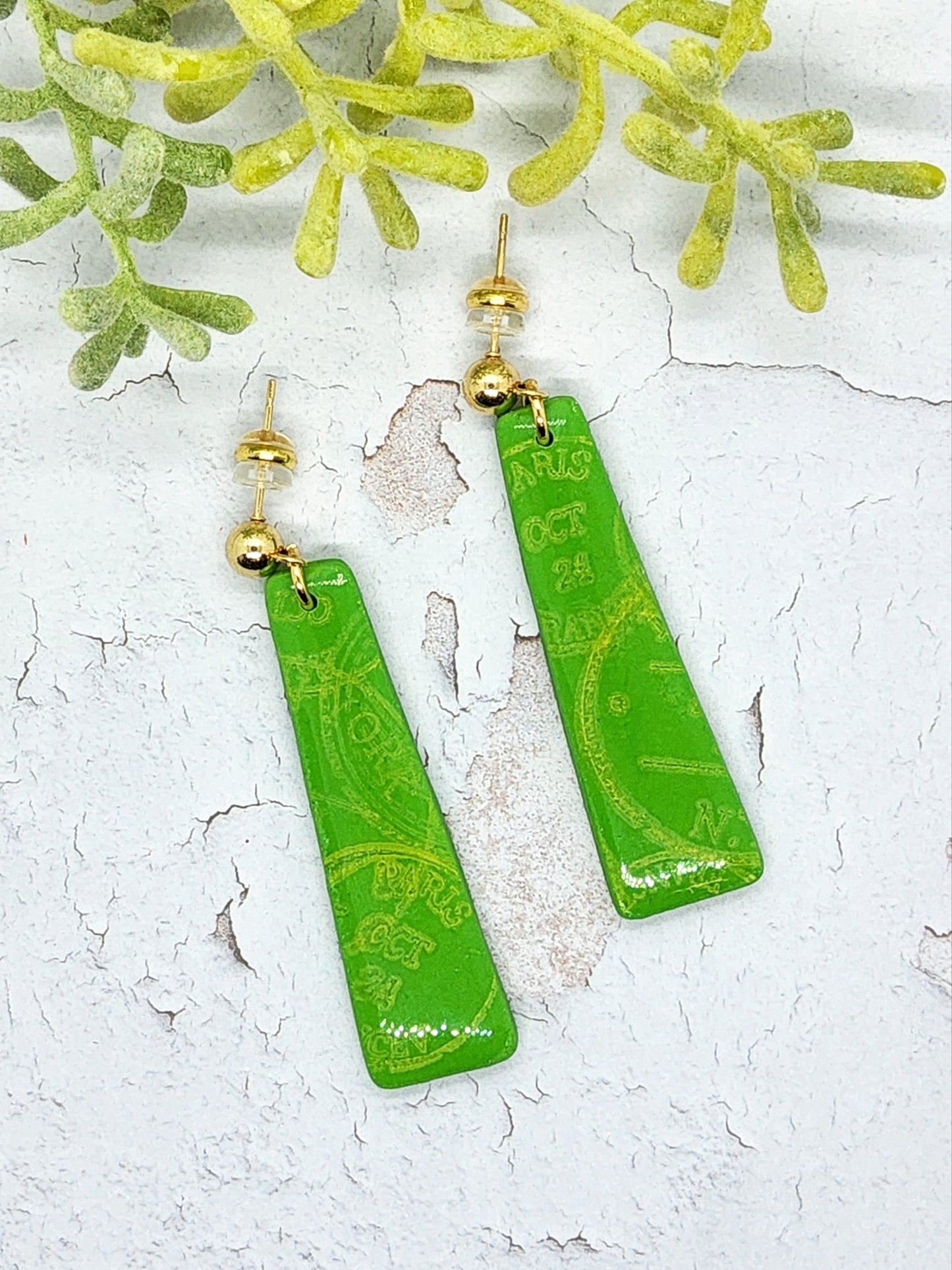 BRIGHT GREEN STATEMENT POLYMER CLAY EARRINGS