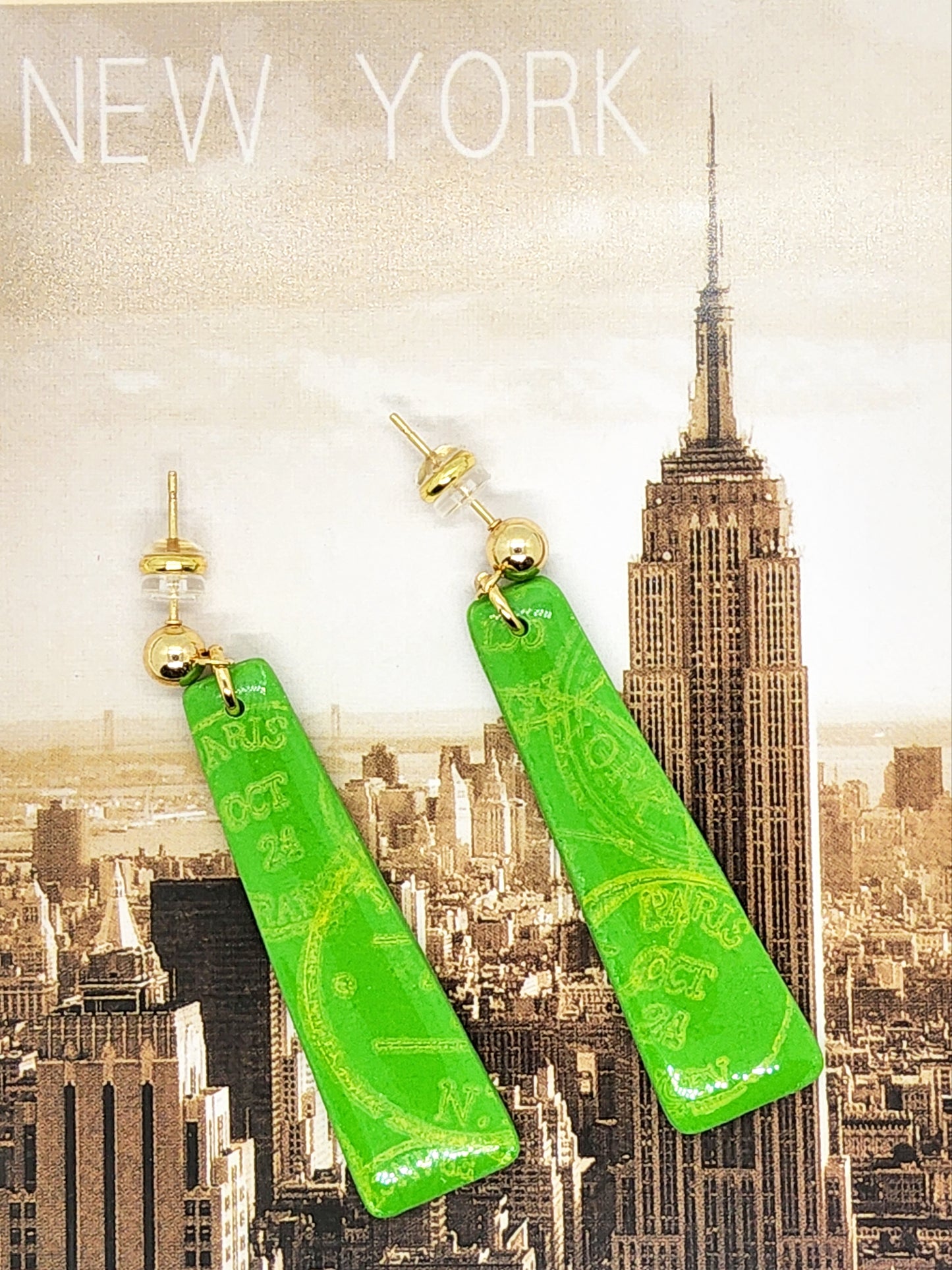 BRIGHT GREEN STATEMENT POLYMER CLAY EARRINGS