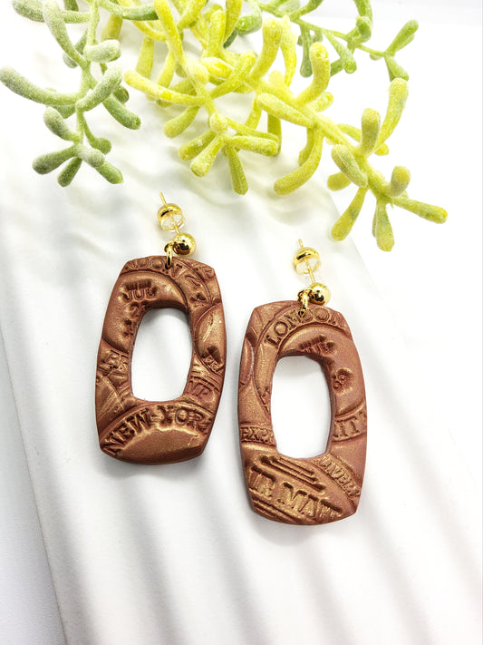 GINGER AND GOLD POLYMER CLAY EARRINGS