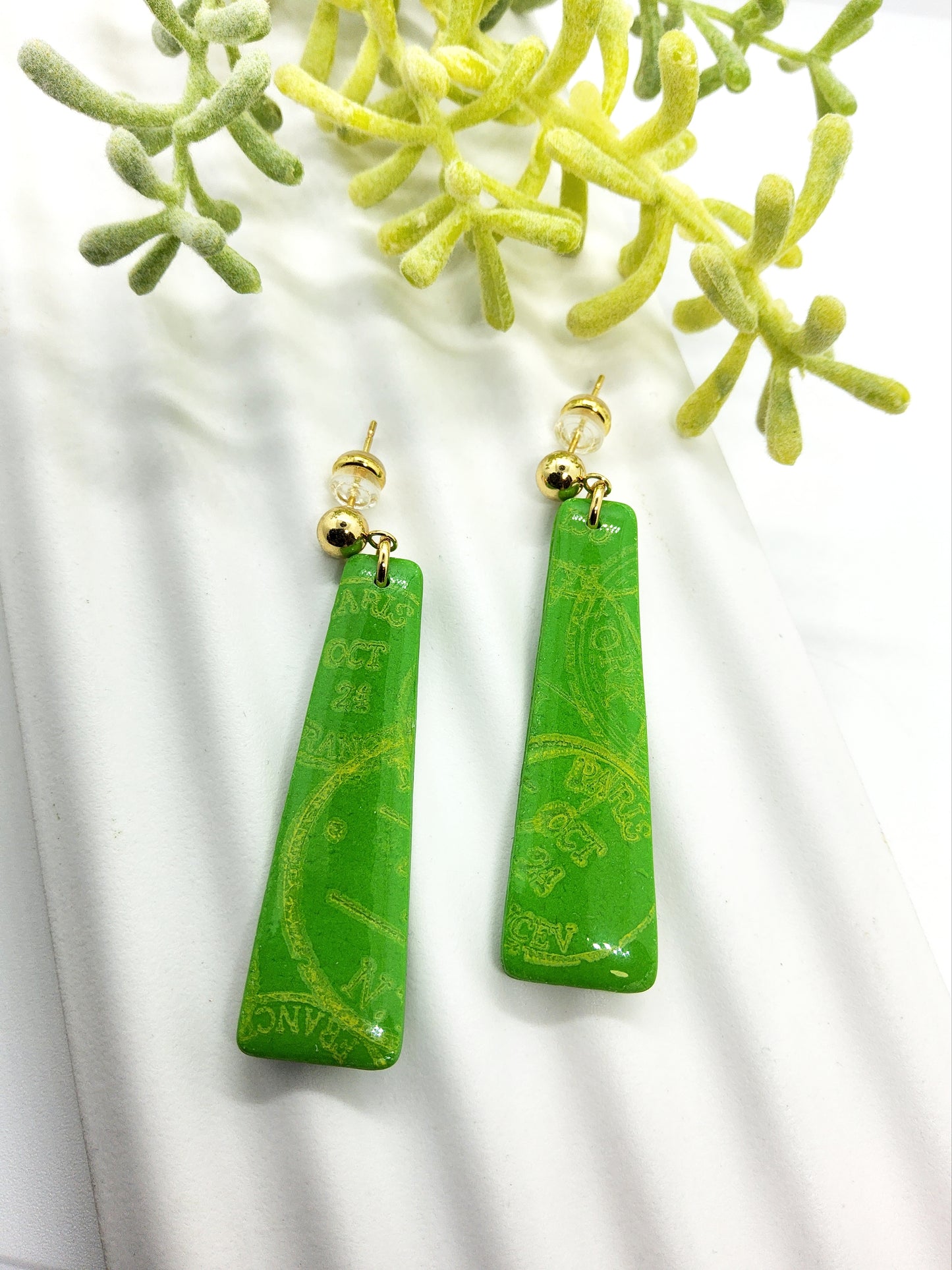 BRIGHT GREEN STATEMENT POLYMER CLAY EARRINGS