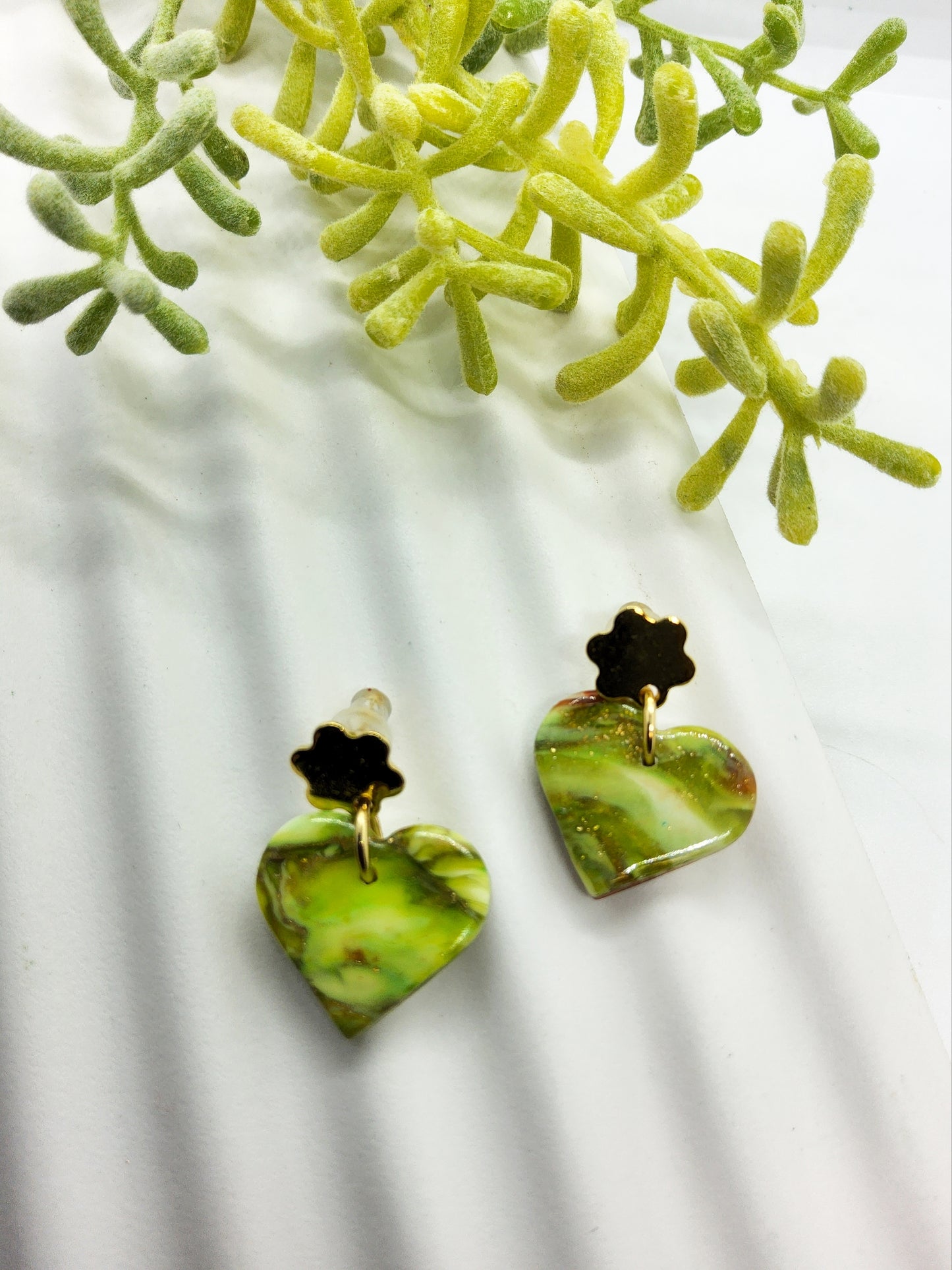 LANDSCAPE HEART POLYMER CLAY EARRINGS