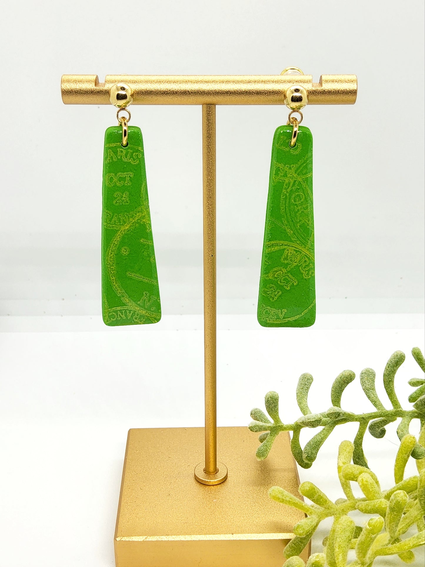 BRIGHT GREEN STATEMENT POLYMER CLAY EARRINGS