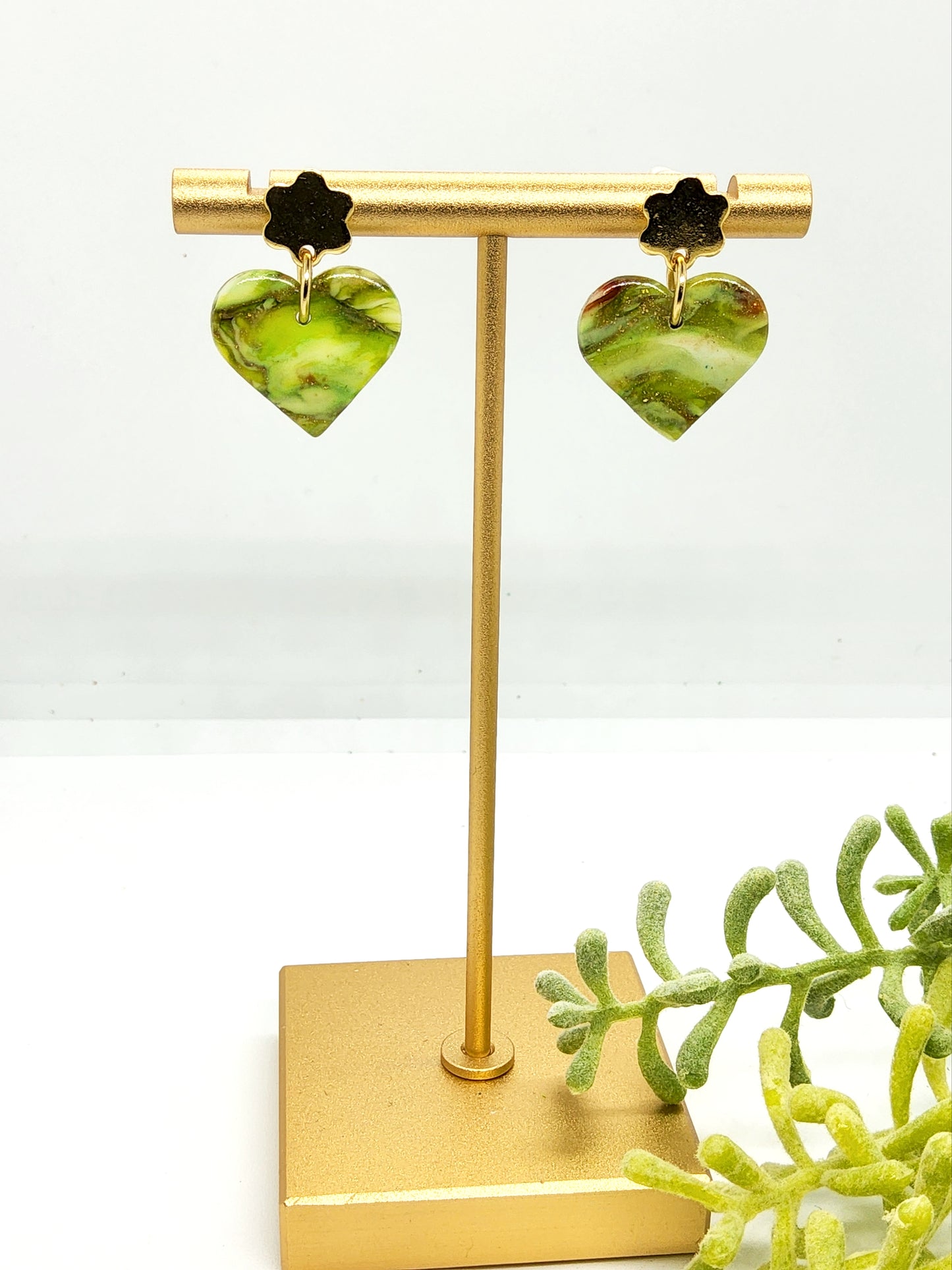 LANDSCAPE HEART POLYMER CLAY EARRINGS
