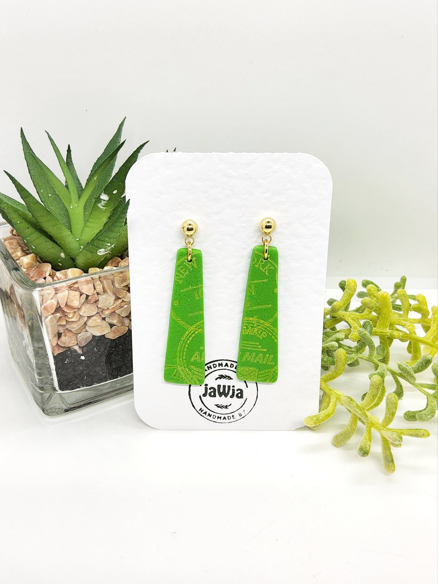 BRIGHT GREEN STATEMENT POLYMER CLAY EARRINGS