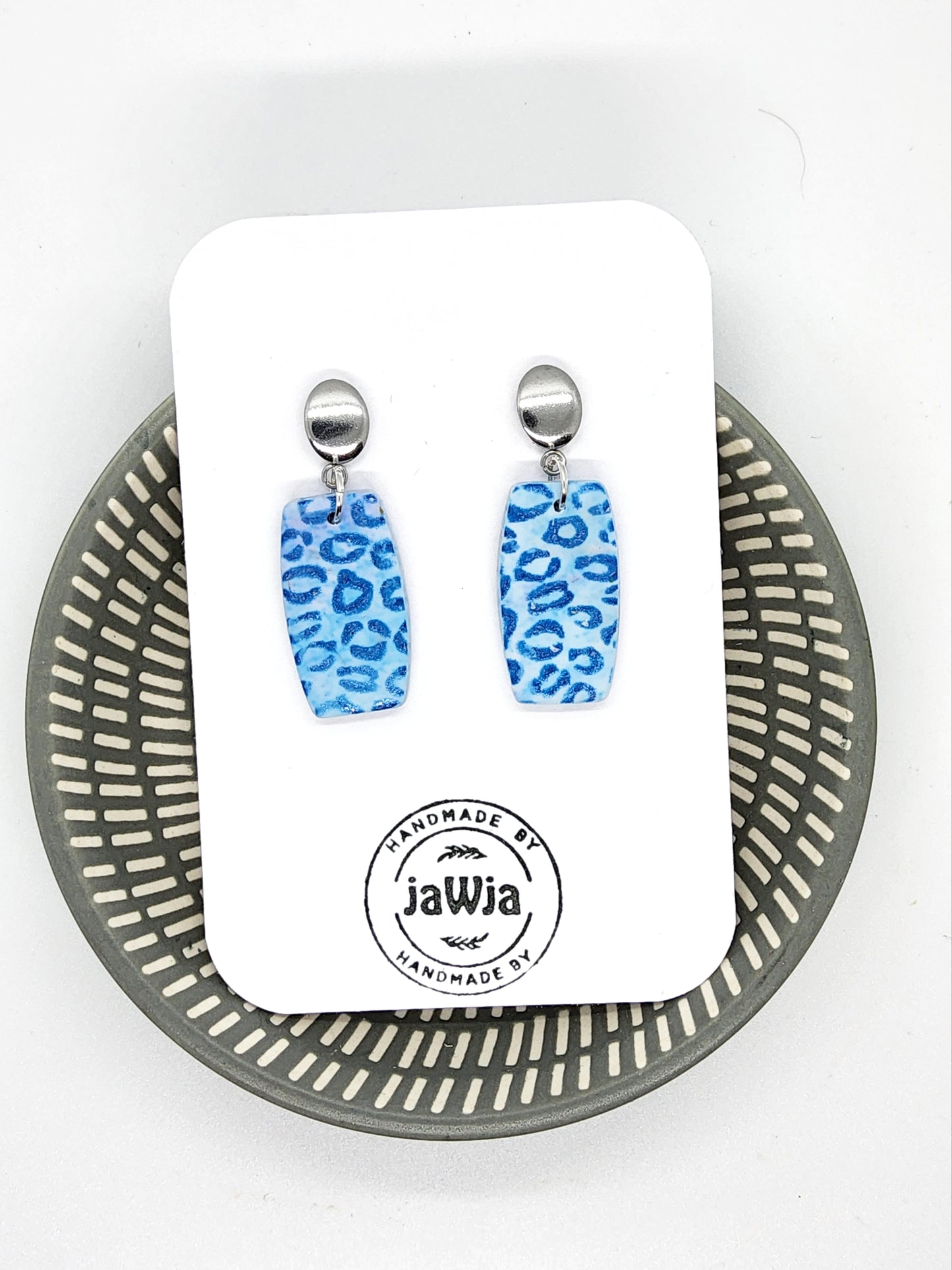 ANIMAL PRINT IN SHADES OF BLUE POLYMER CLAY EARRINGS