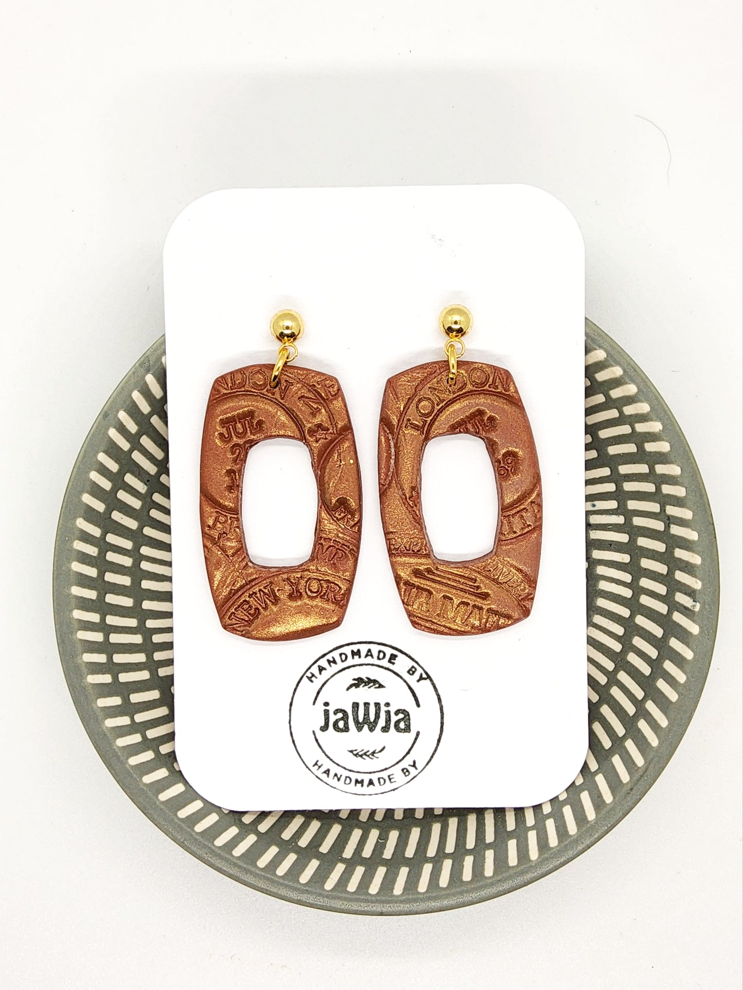 GINGER AND GOLD POLYMER CLAY EARRINGS