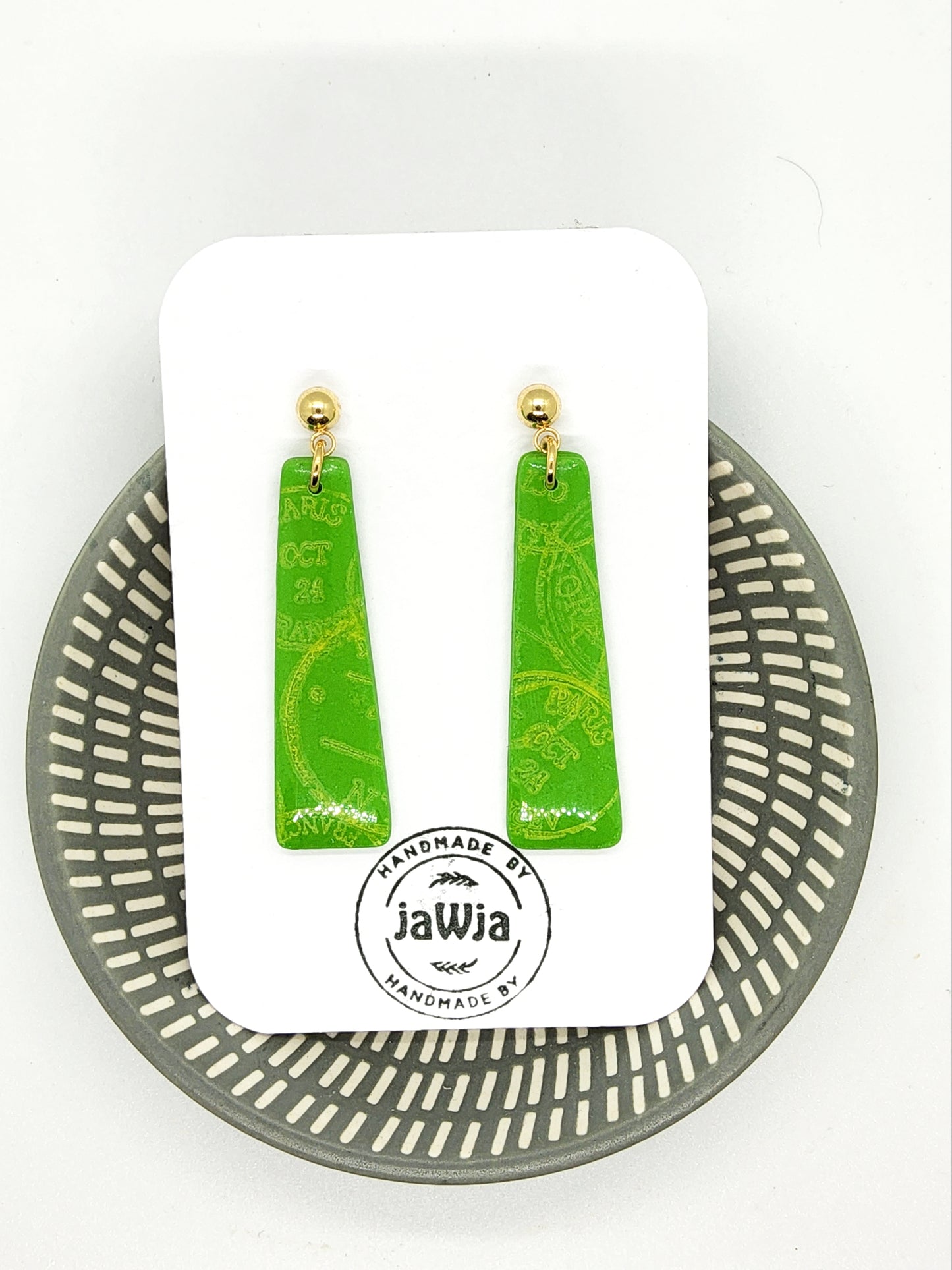 BRIGHT GREEN STATEMENT POLYMER CLAY EARRINGS