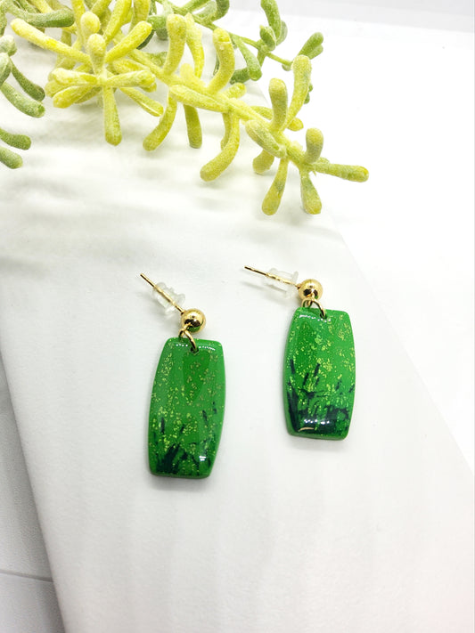 VIBRANT GREEN POLYMER CLAY EARRINGS