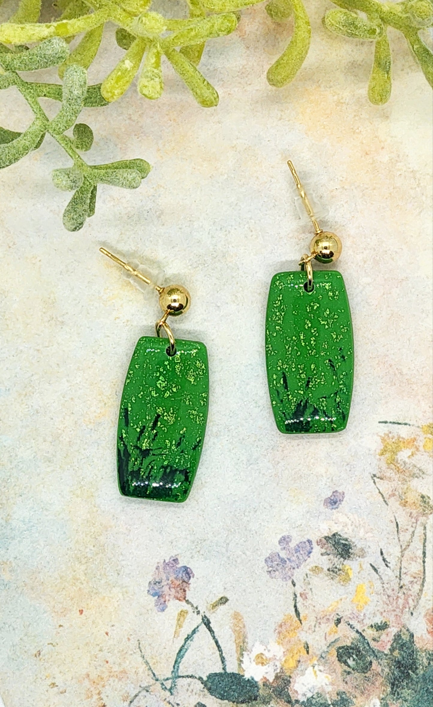 VIBRANT GREEN POLYMER CLAY EARRINGS