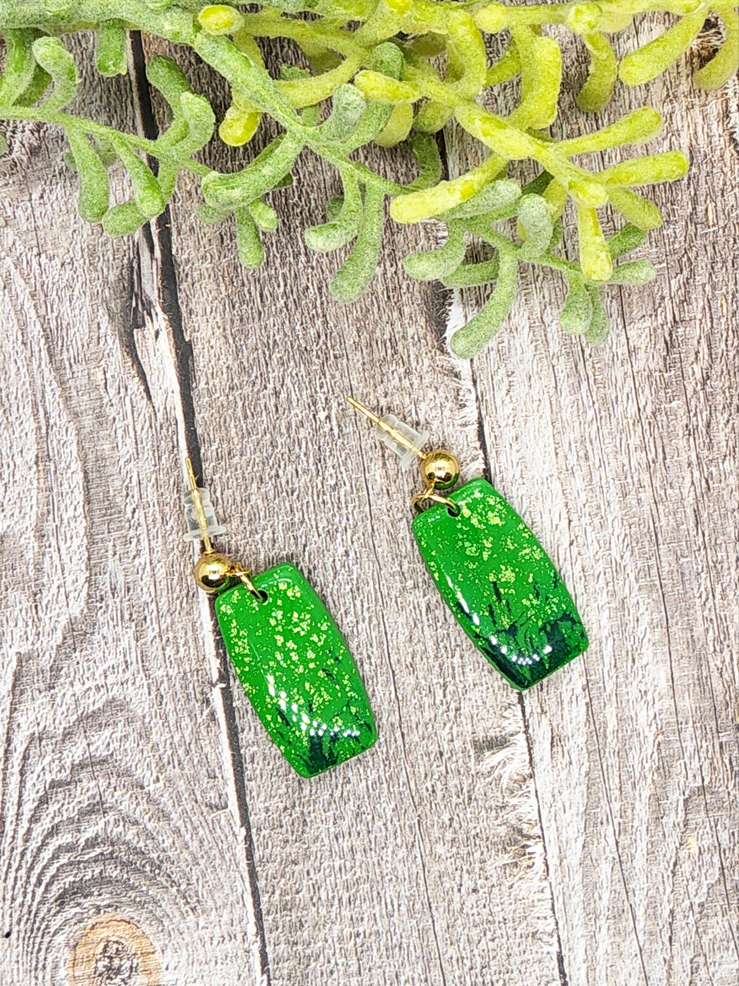 VIBRANT GREEN POLYMER CLAY EARRINGS