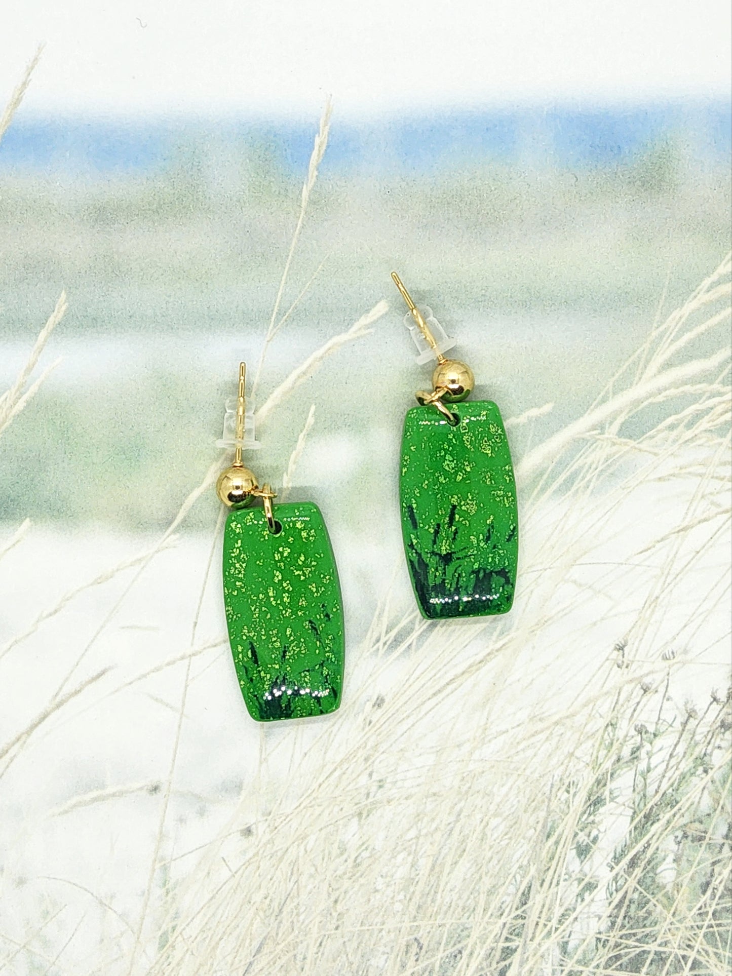 VIBRANT GREEN POLYMER CLAY EARRINGS