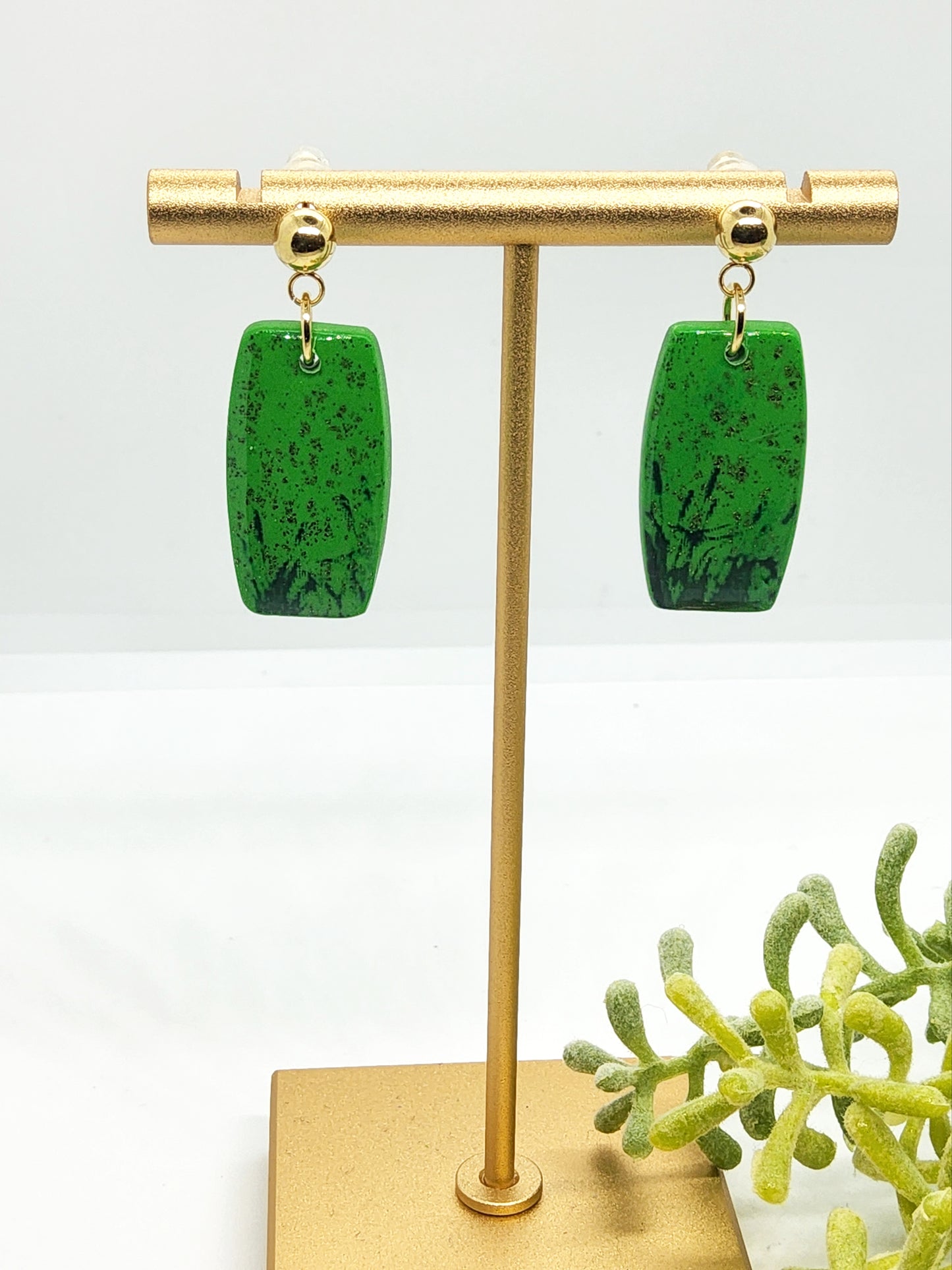 VIBRANT GREEN POLYMER CLAY EARRINGS