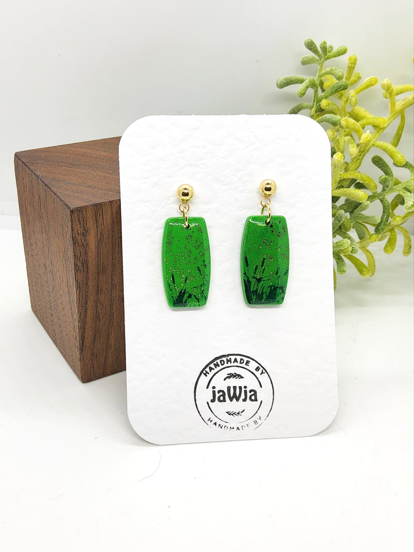 VIBRANT GREEN POLYMER CLAY EARRINGS