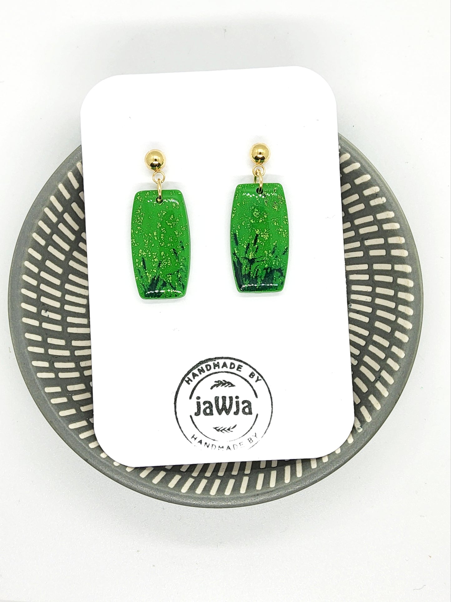 VIBRANT GREEN POLYMER CLAY EARRINGS