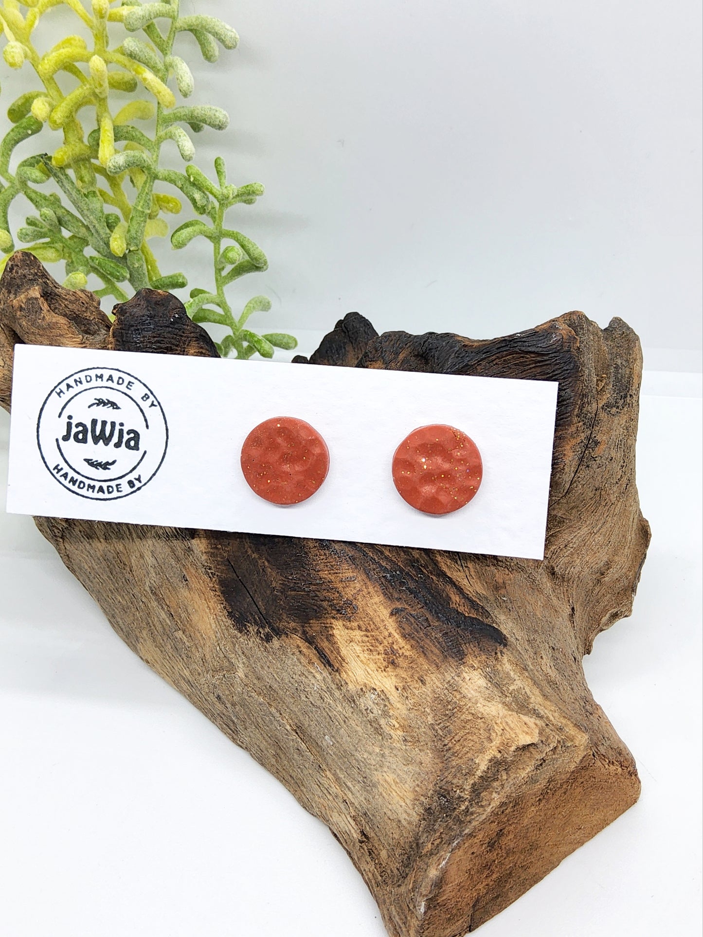 TERRACOTTA ROUND POLYMER CLAY STUD EARRINGS