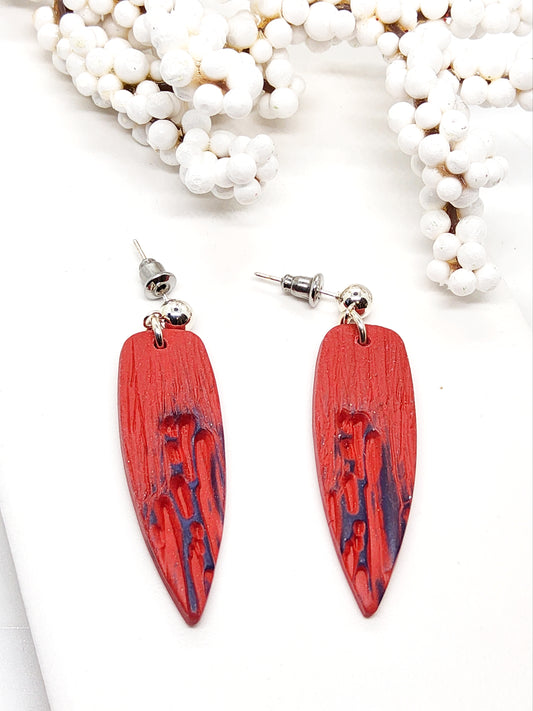 RED ORGANIC POLYMER CLAY EARRINGS