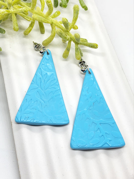 LIGHT TURQUOISE TRIANGULAR POLYMER CLAY EARRINGS