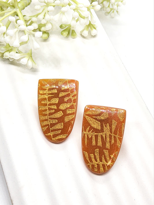 AMBER POLYMER CLAY STUD EARRINGS