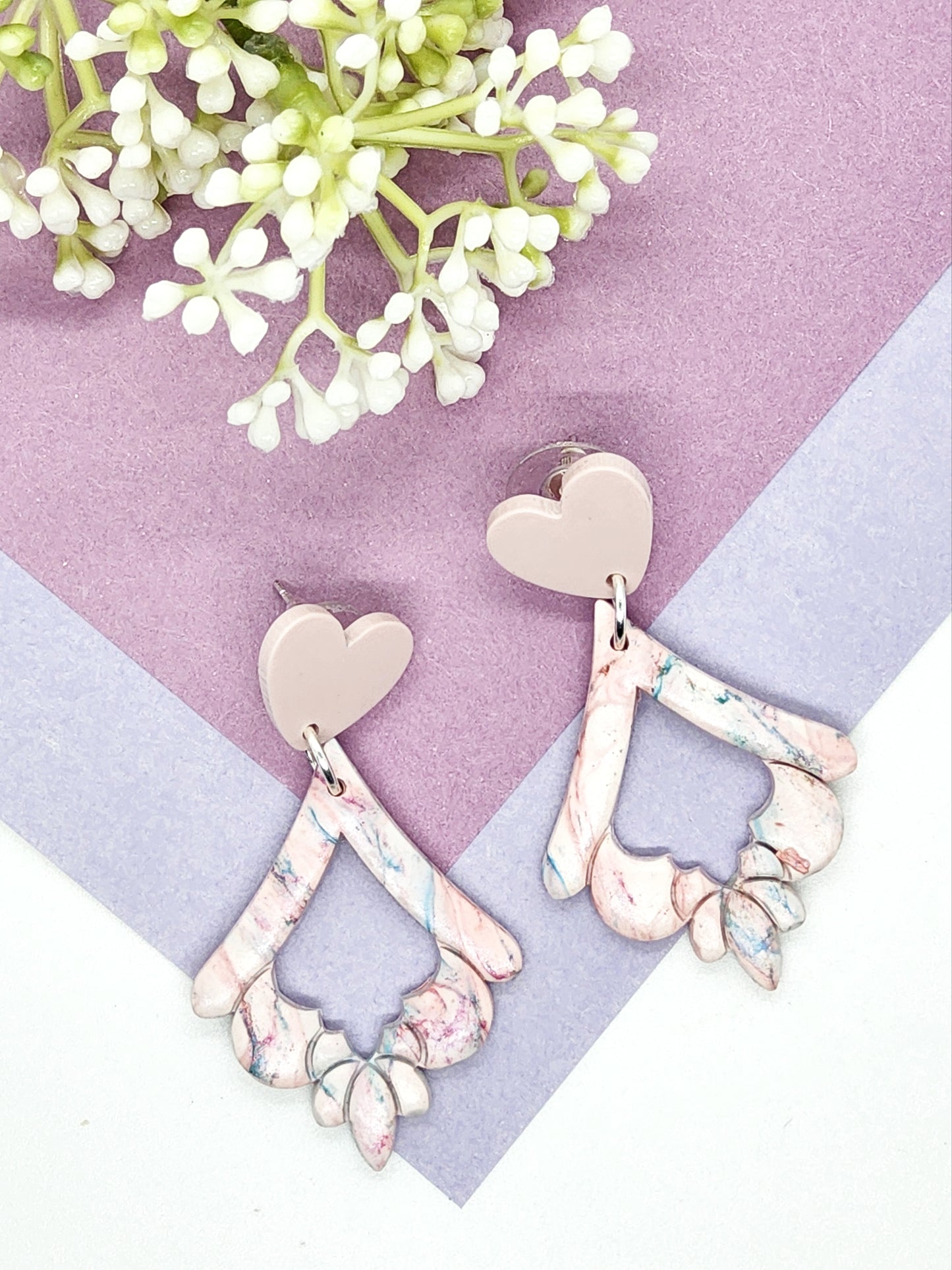 PASTEL PINK POLYMER CLAY EARRINGS