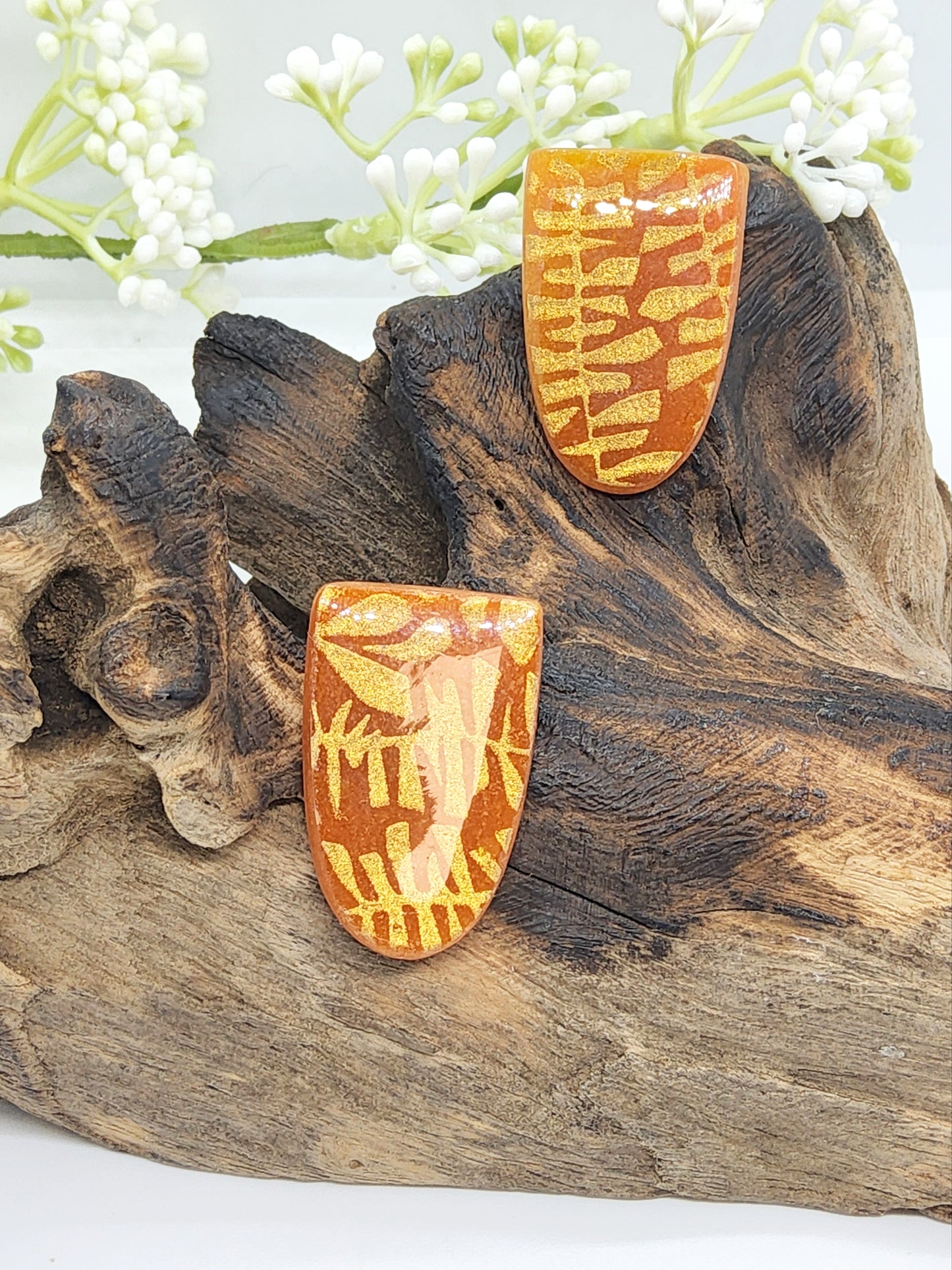 AMBER POLYMER CLAY STUD EARRINGS