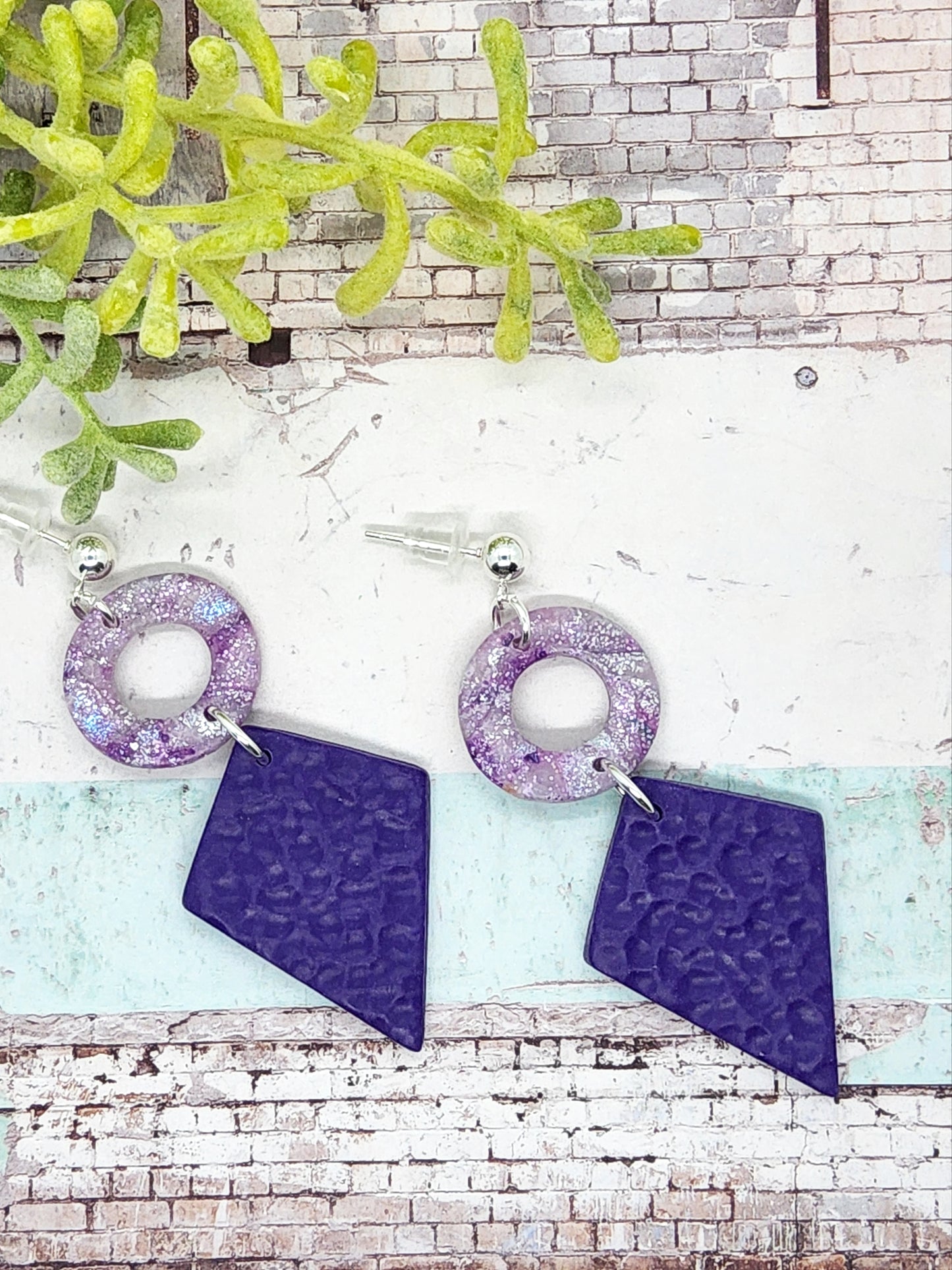 PURPLE AND LILAC POLYMER CLAY EARRINGS