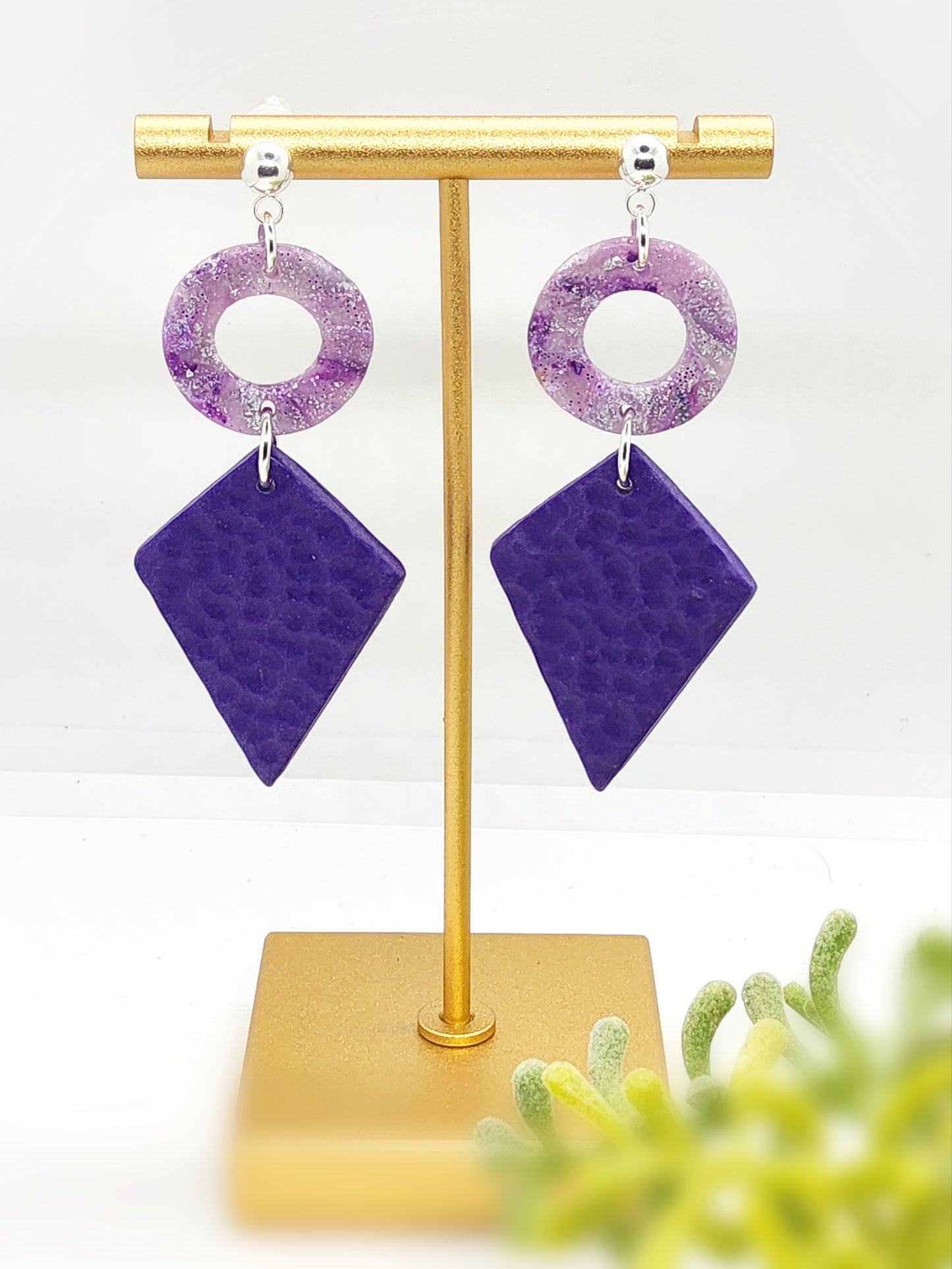 PURPLE AND LILAC POLYMER CLAY EARRINGS