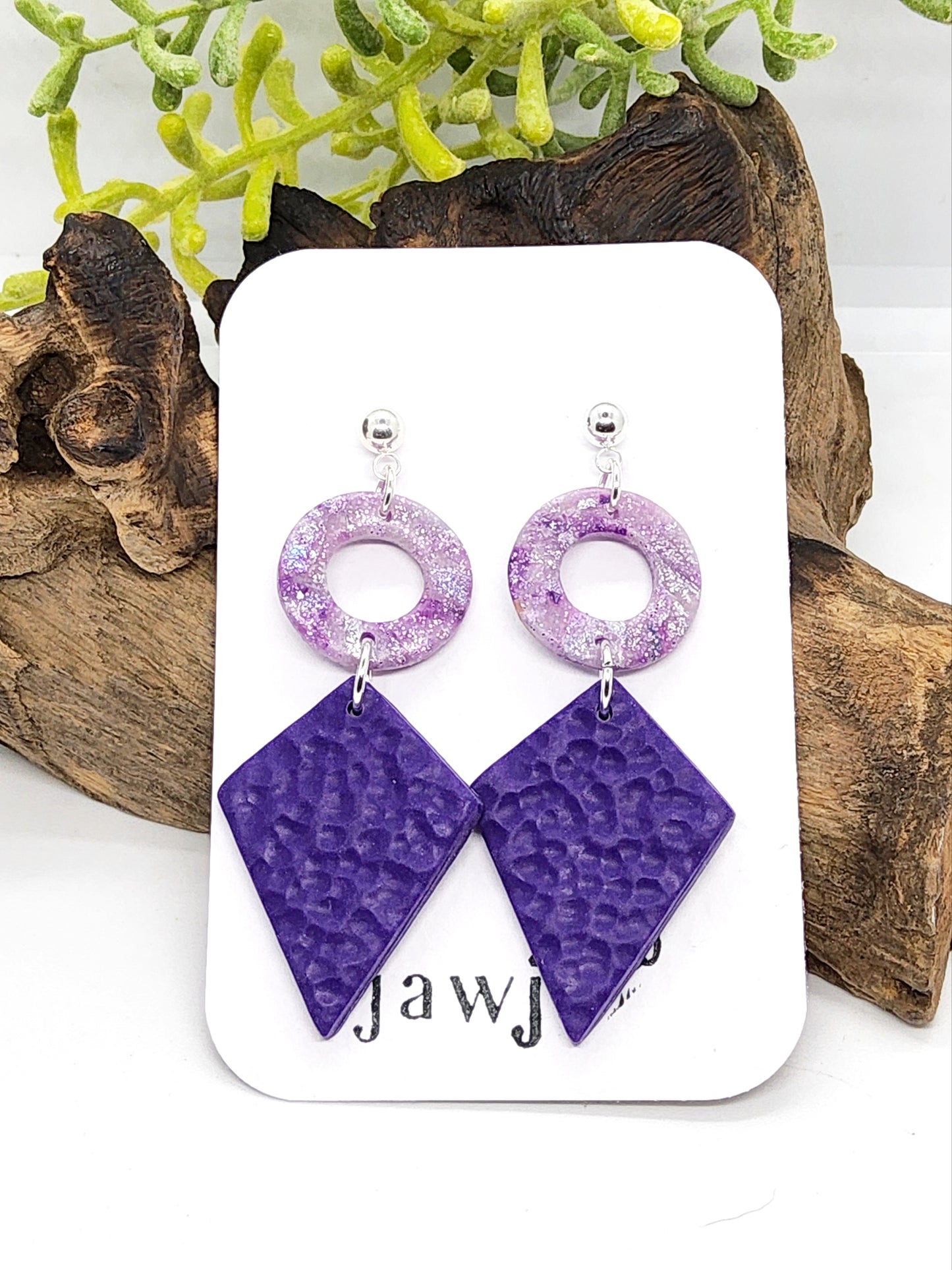 PURPLE AND LILAC POLYMER CLAY EARRINGS