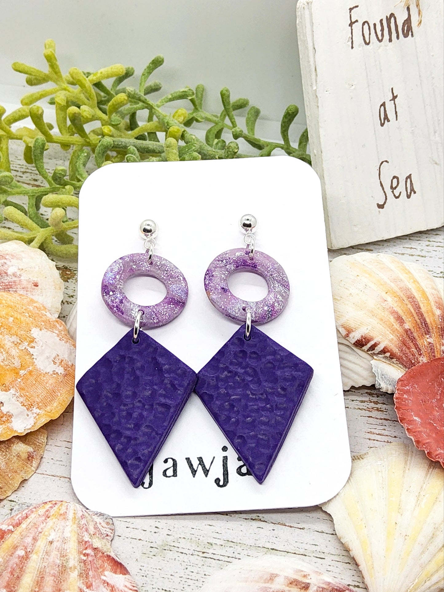 PURPLE AND LILAC POLYMER CLAY EARRINGS