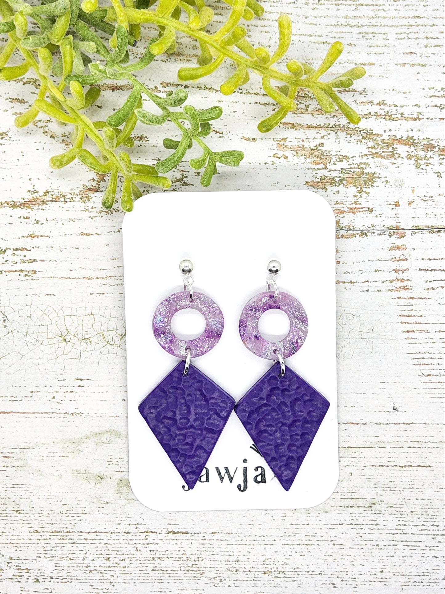 PURPLE AND LILAC POLYMER CLAY EARRINGS