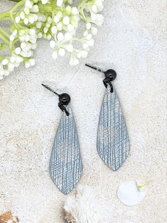 SILVER GREY POLYMER CLAY EARRINGS