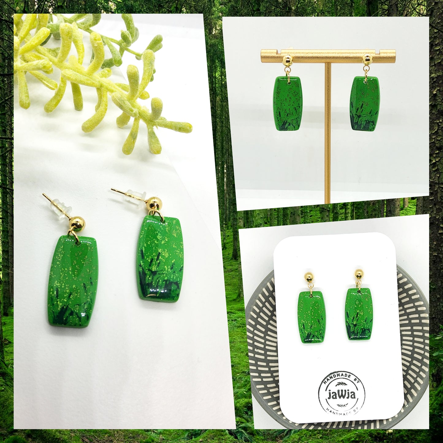 VIBRANT GREEN POLYMER CLAY EARRINGS