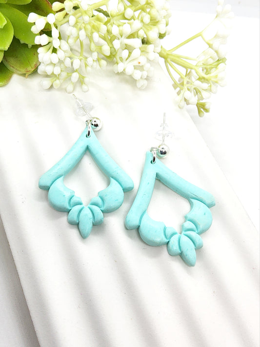 MINT FLEUR DE LIS STYLE POLYMER CLAY EARRINGS