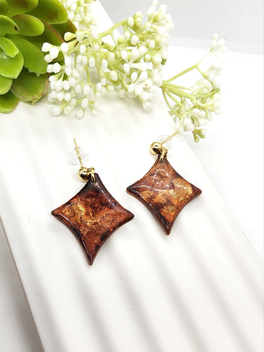 DIAMOND SHAPE POLYMER CLAY EARRINGS