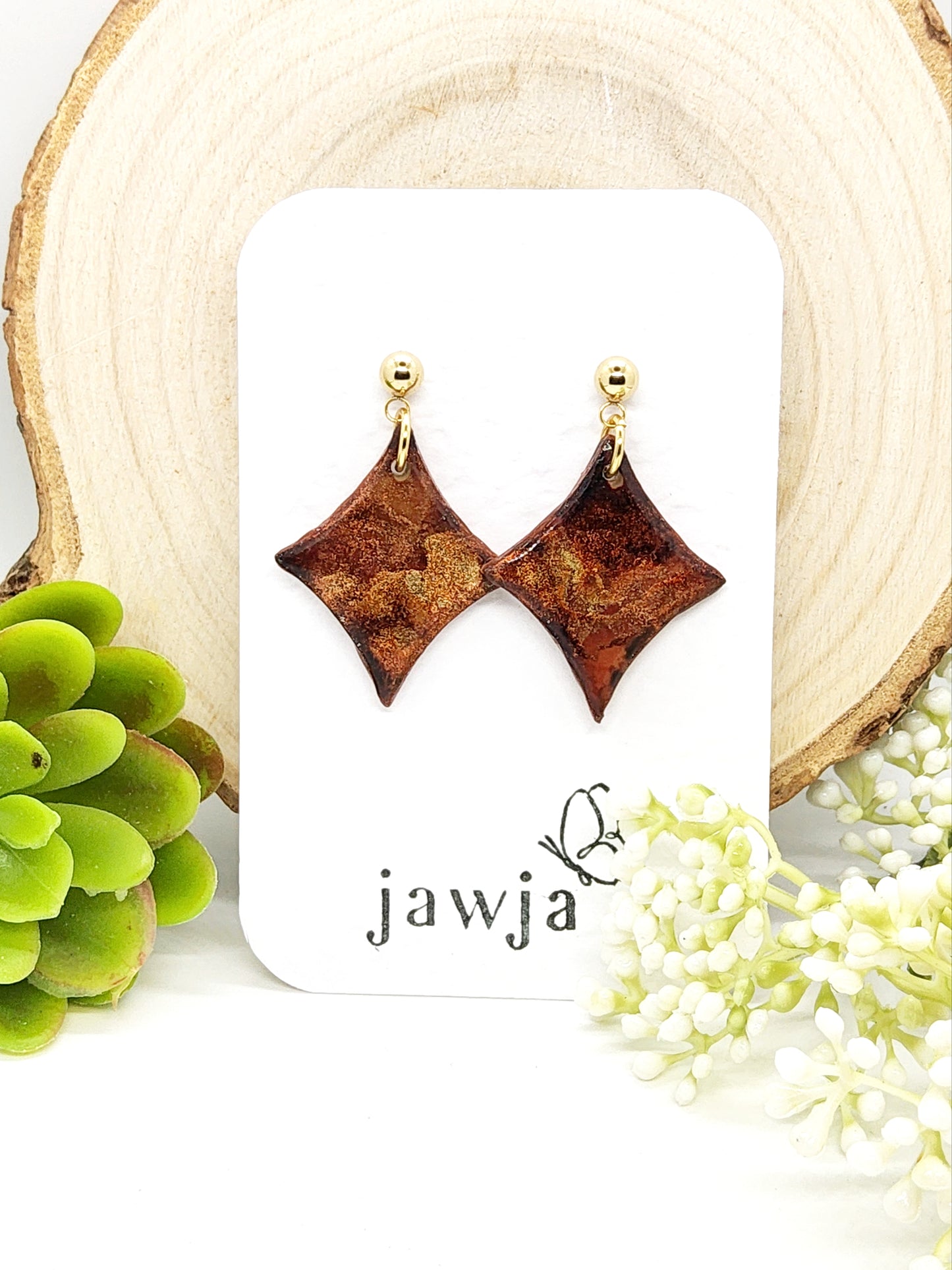 DIAMOND SHAPE POLYMER CLAY EARRINGS