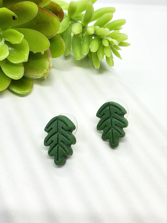 GREEN LEAF POLYMER CLAY STUDS