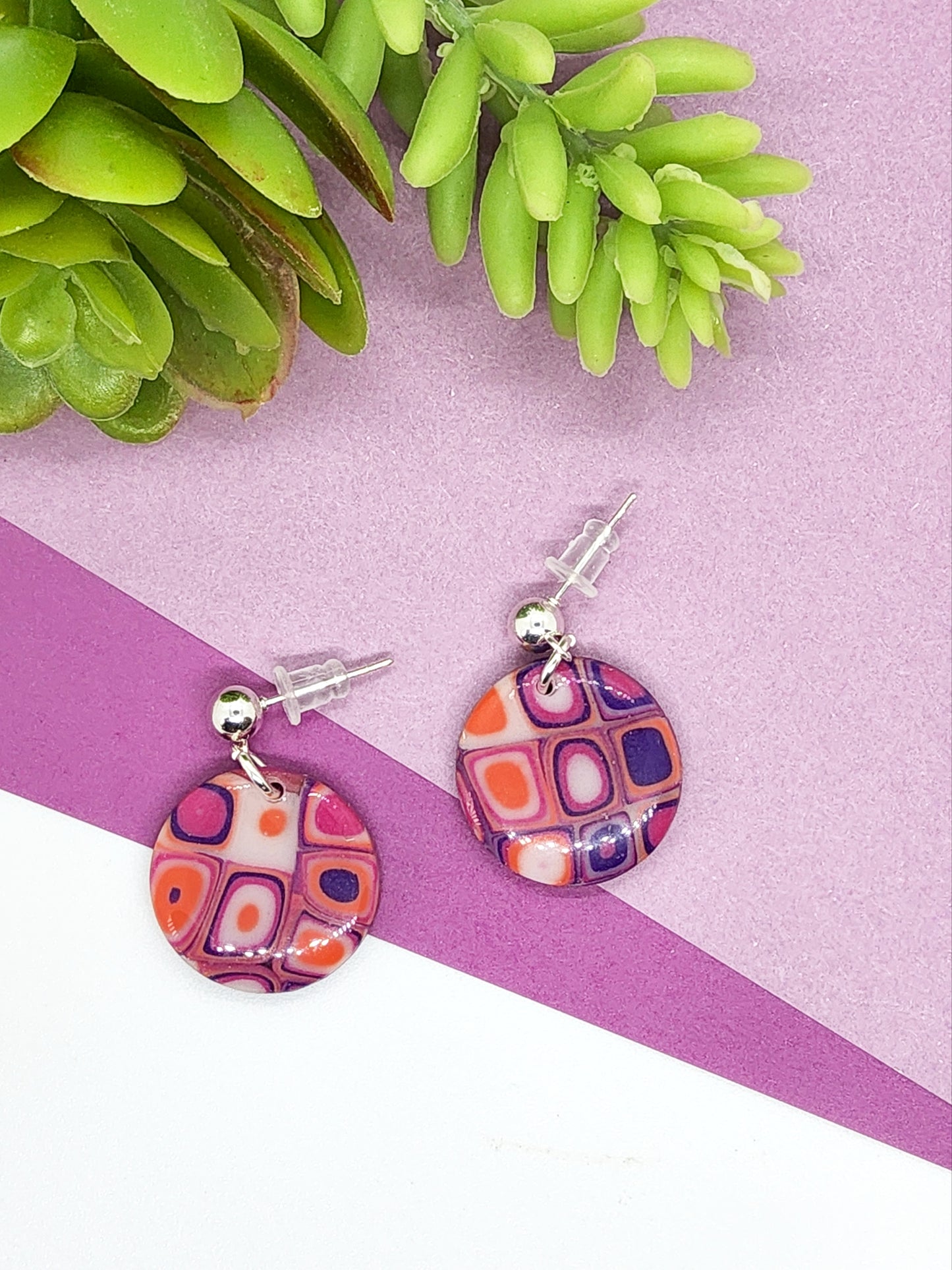 RETRO ROUND POLYMER CLAY EARRINGS