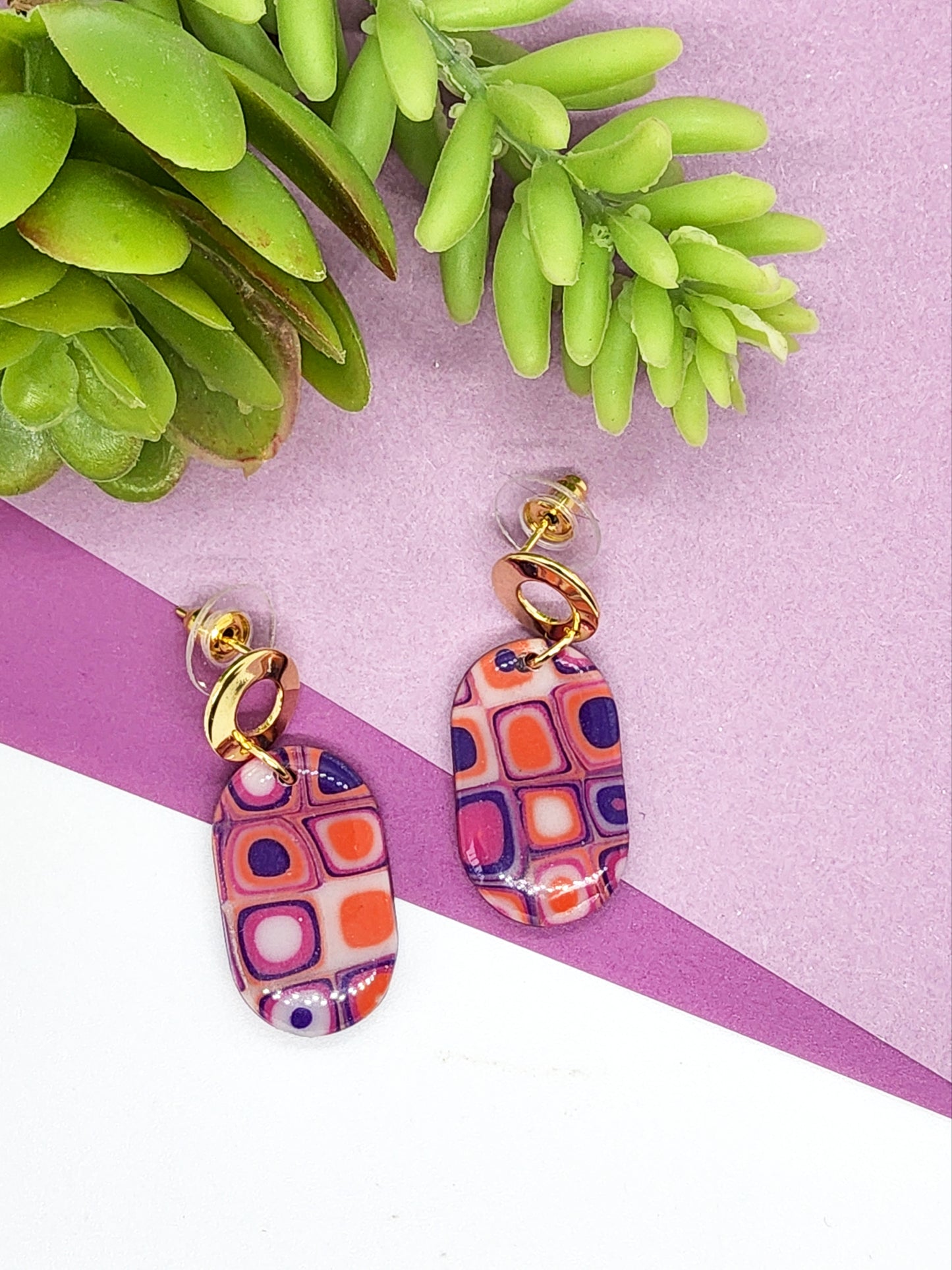 RETRO PATTERN POLYMER CLAY EARRINGS