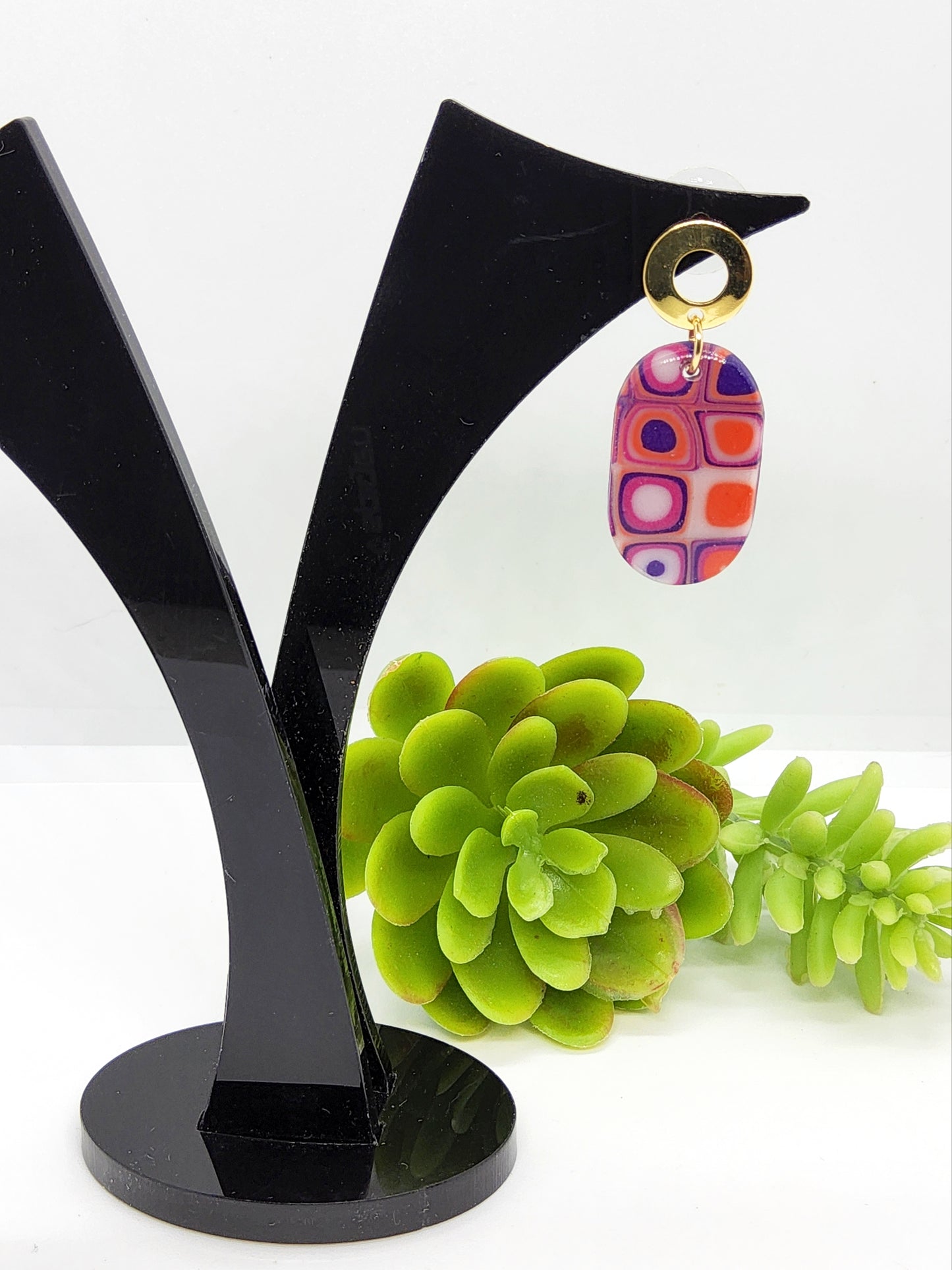 RETRO PATTERN POLYMER CLAY EARRINGS