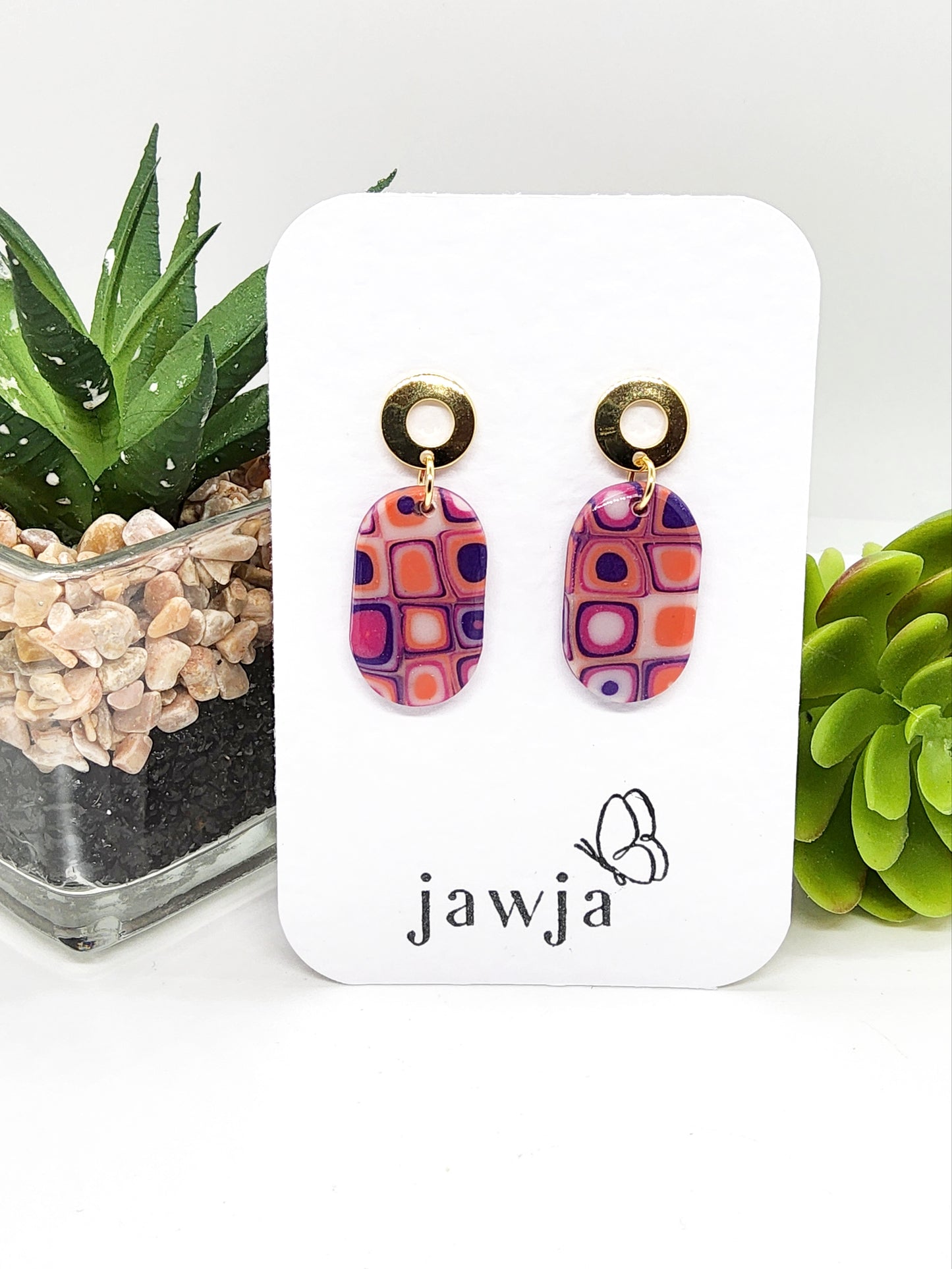 RETRO PATTERN POLYMER CLAY EARRINGS