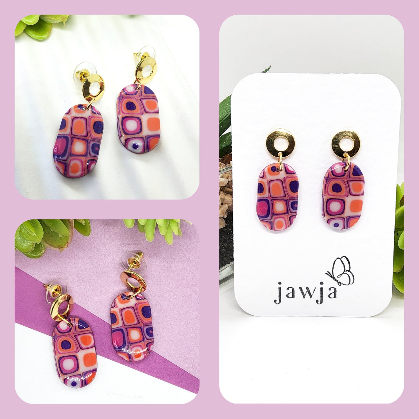 RETRO PATTERN POLYMER CLAY EARRINGS