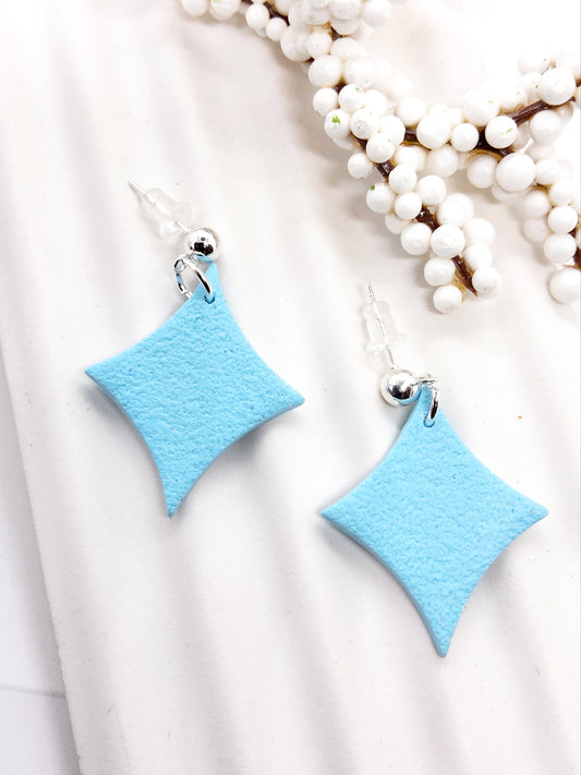 ICE BLUE TEXTURED POLYMER CLAY EARRINGS