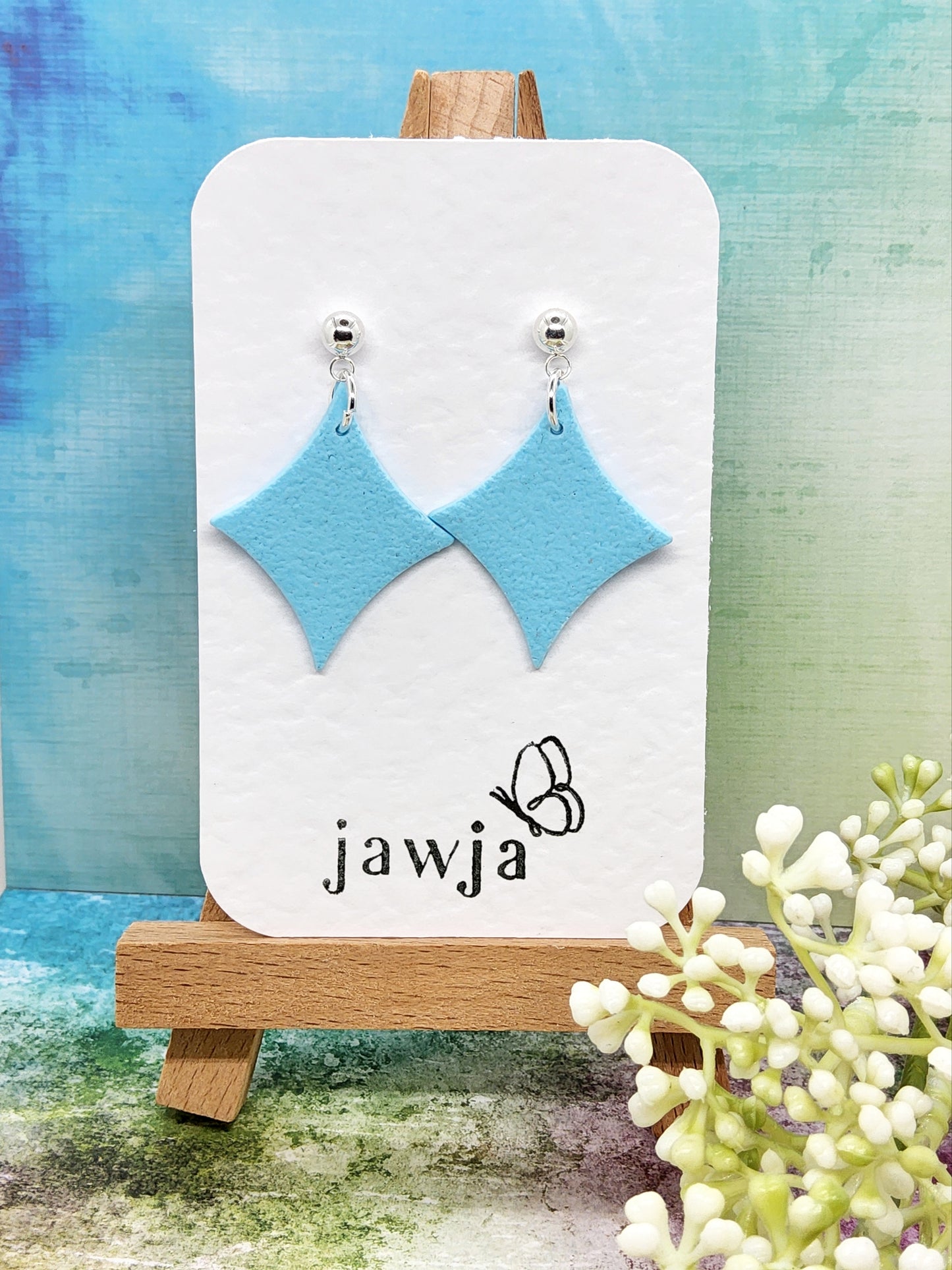 ICE BLUE TEXTURED POLYMER CLAY EARRINGS