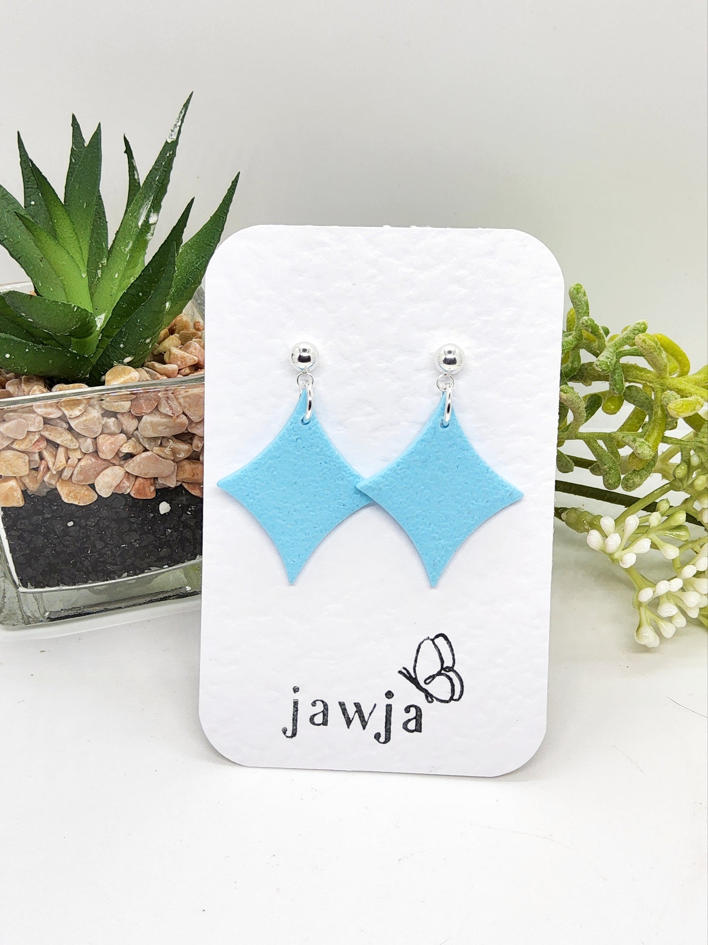 ICE BLUE TEXTURED POLYMER CLAY EARRINGS