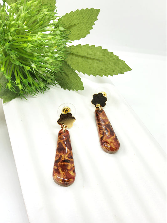 TORTOISESHELL EFFECT POLYMER CLAY EARRINGS