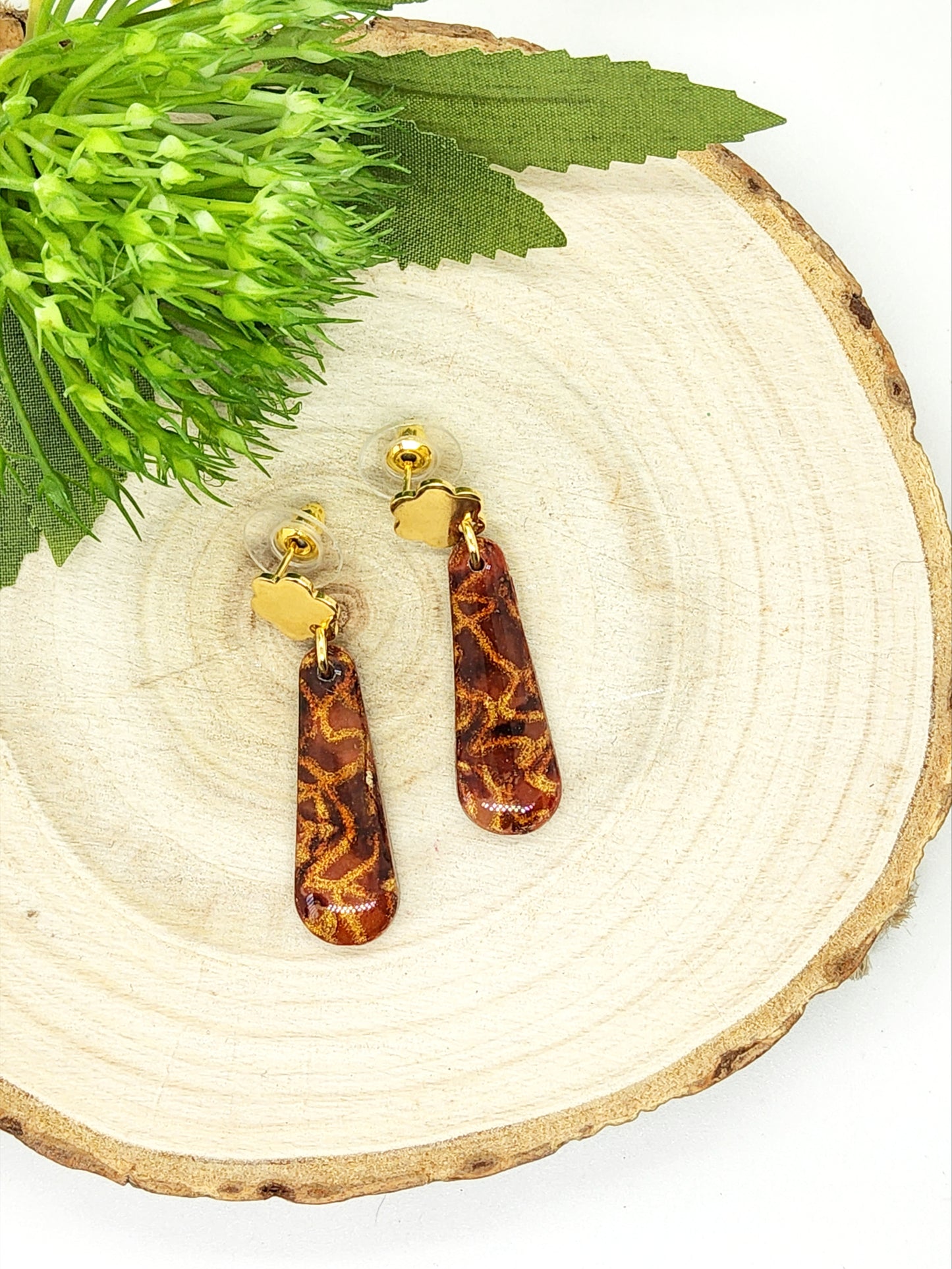 TORTOISESHELL EFFECT POLYMER CLAY EARRINGS