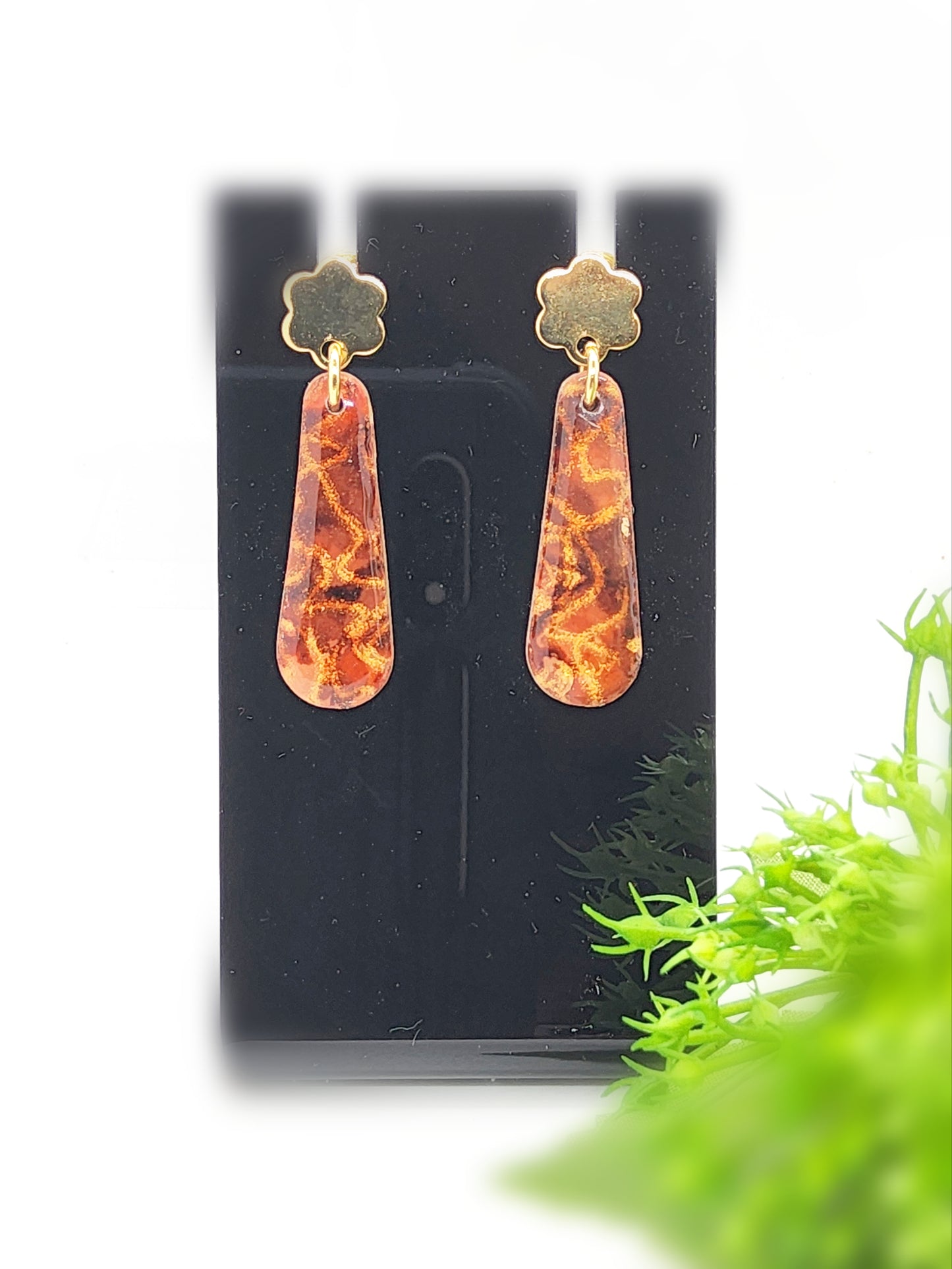 TORTOISESHELL EFFECT POLYMER CLAY EARRINGS