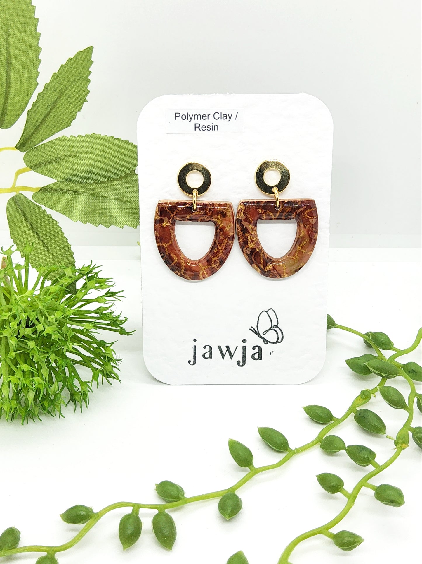 TORTOISE SHELL EFFECT POLYMER CLAY EARRINGS